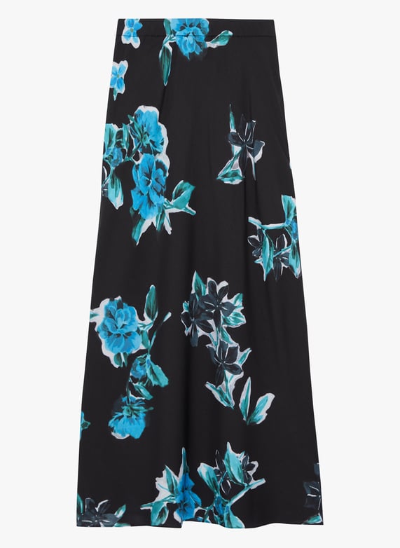 Jupe Longue Imprimee Black Blue The Kooples Femme FJUP27001K BLA99 BLACK BLUE Place des Tendances