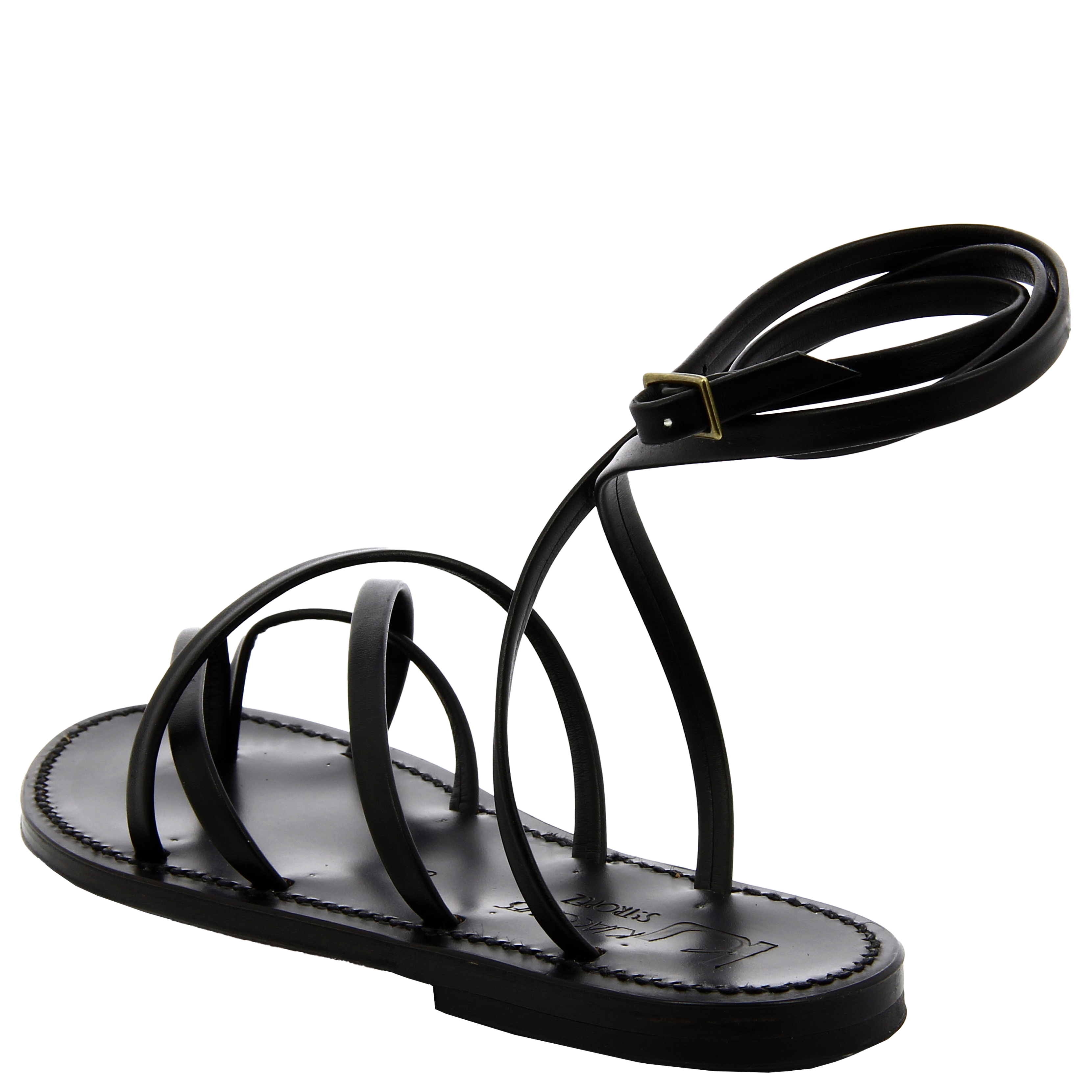 Flat strappy leather sandals K JACQUES Black