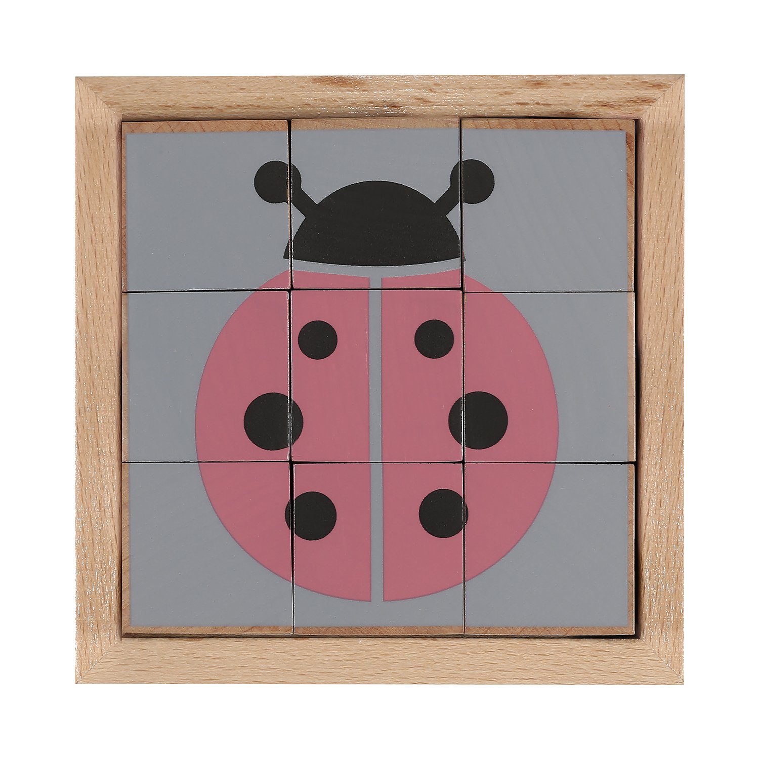 Wooden animal cube puzzle KINDSGUT Grey