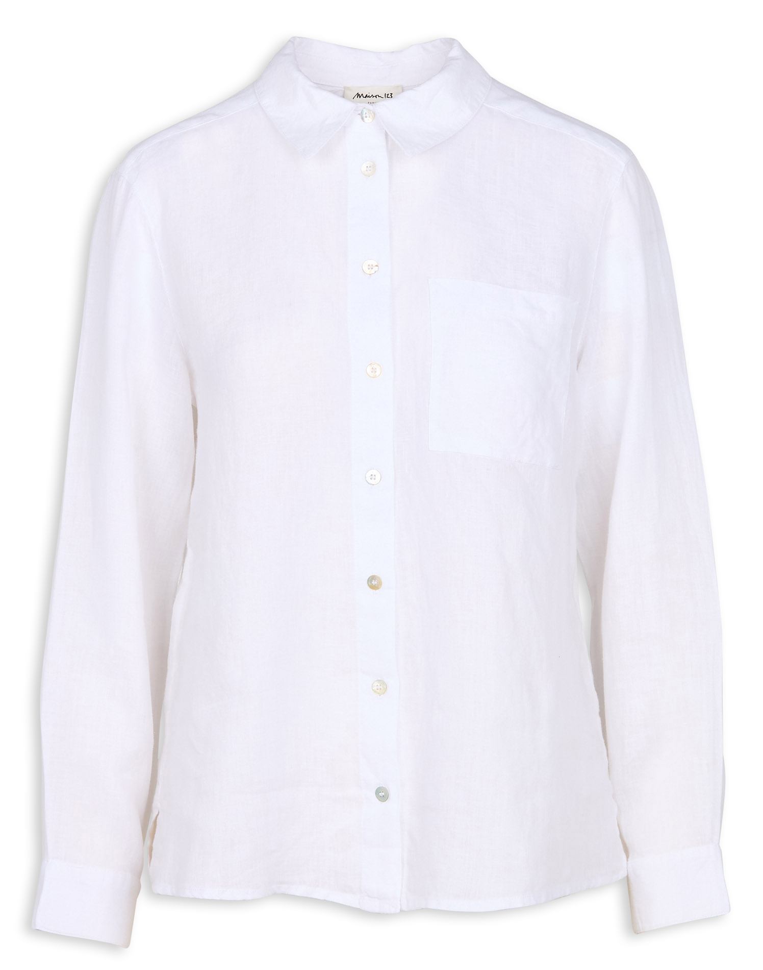 Gerade geschnittenes Leinenhemd MAISON 123 Weiss