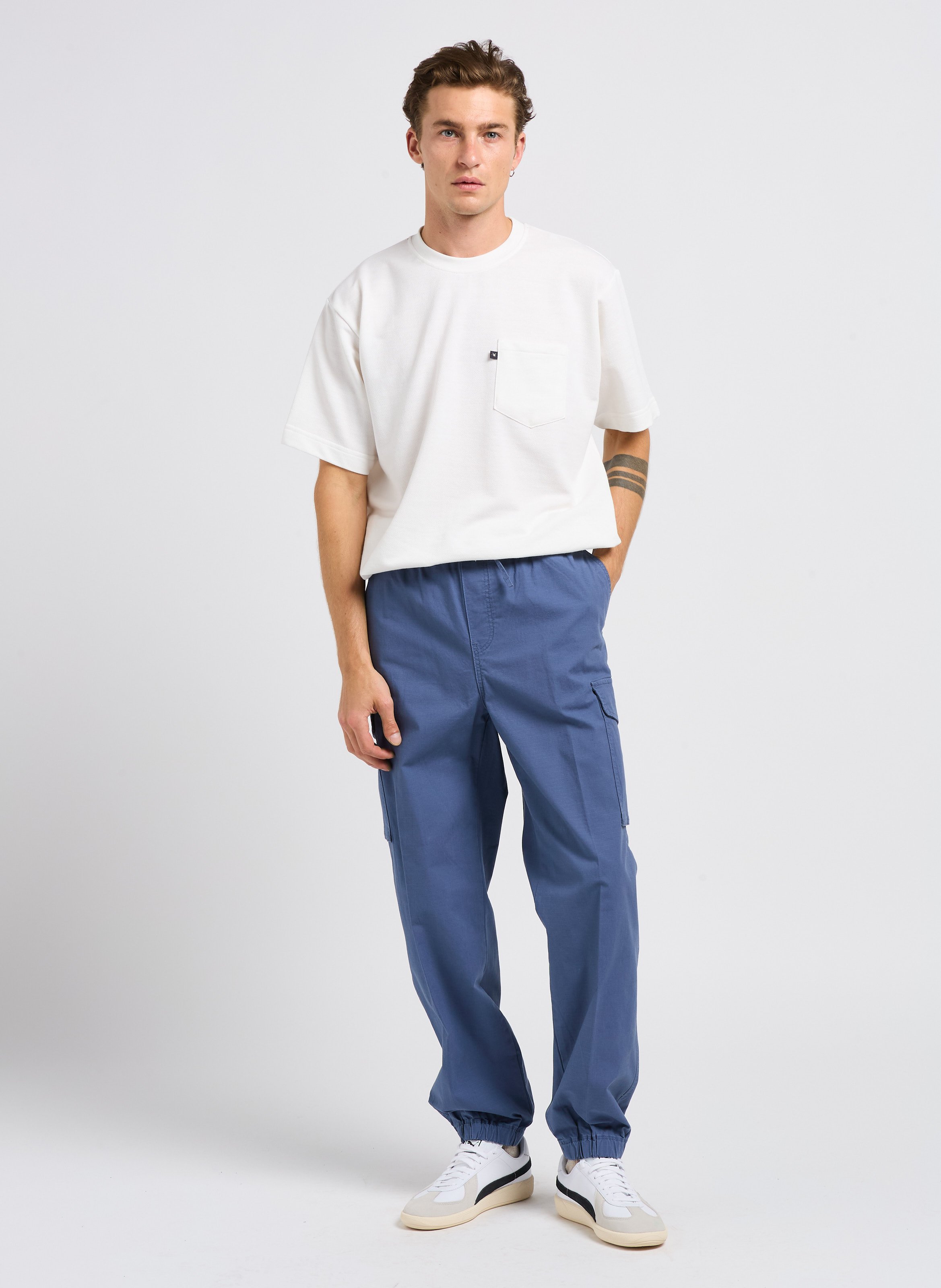 Pantalon cargo ajusté en coton mélangé  DOCKERS Bleu