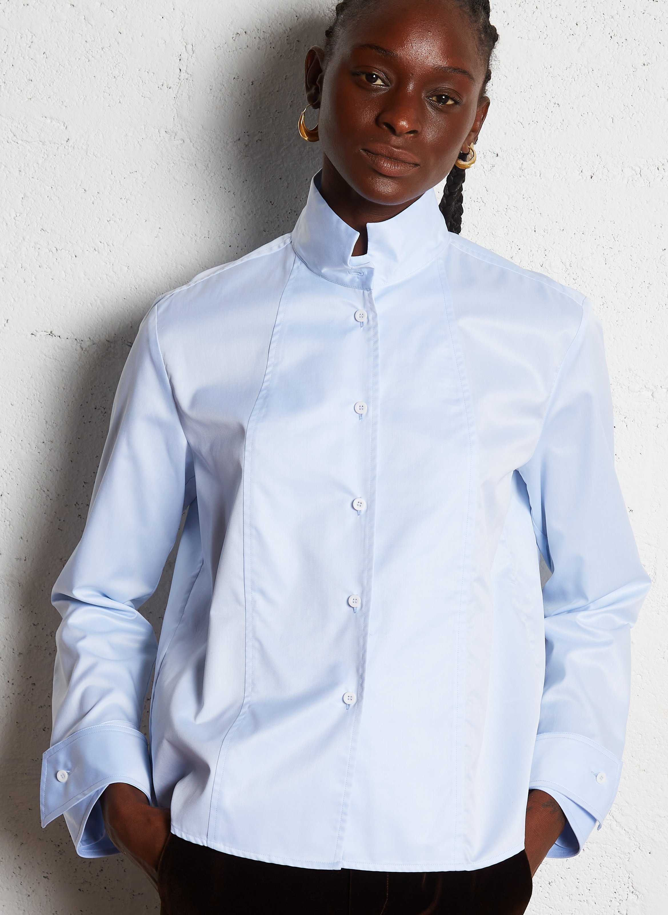 Chemise col classique en coton MARGAUX LONNBERG Bleu