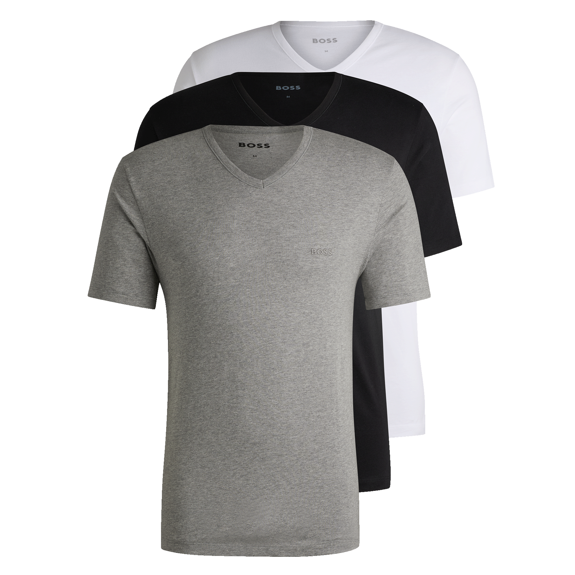 Pack of 3 cotton embroidered V-neck T-shirts BOSS Multicolored