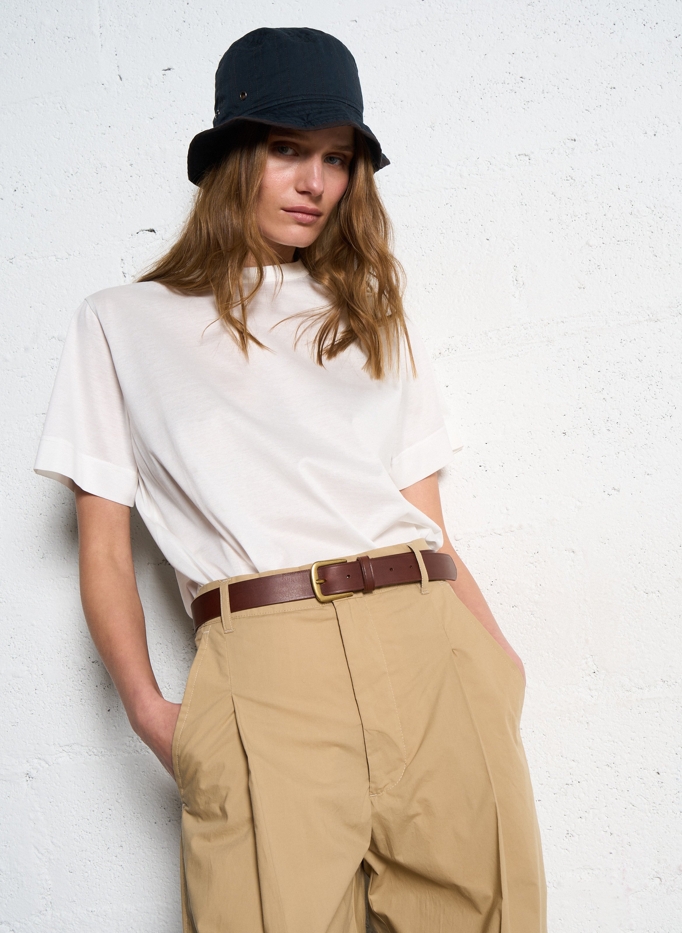 Tee shirt à col rond en coton   SOEUR Blanc