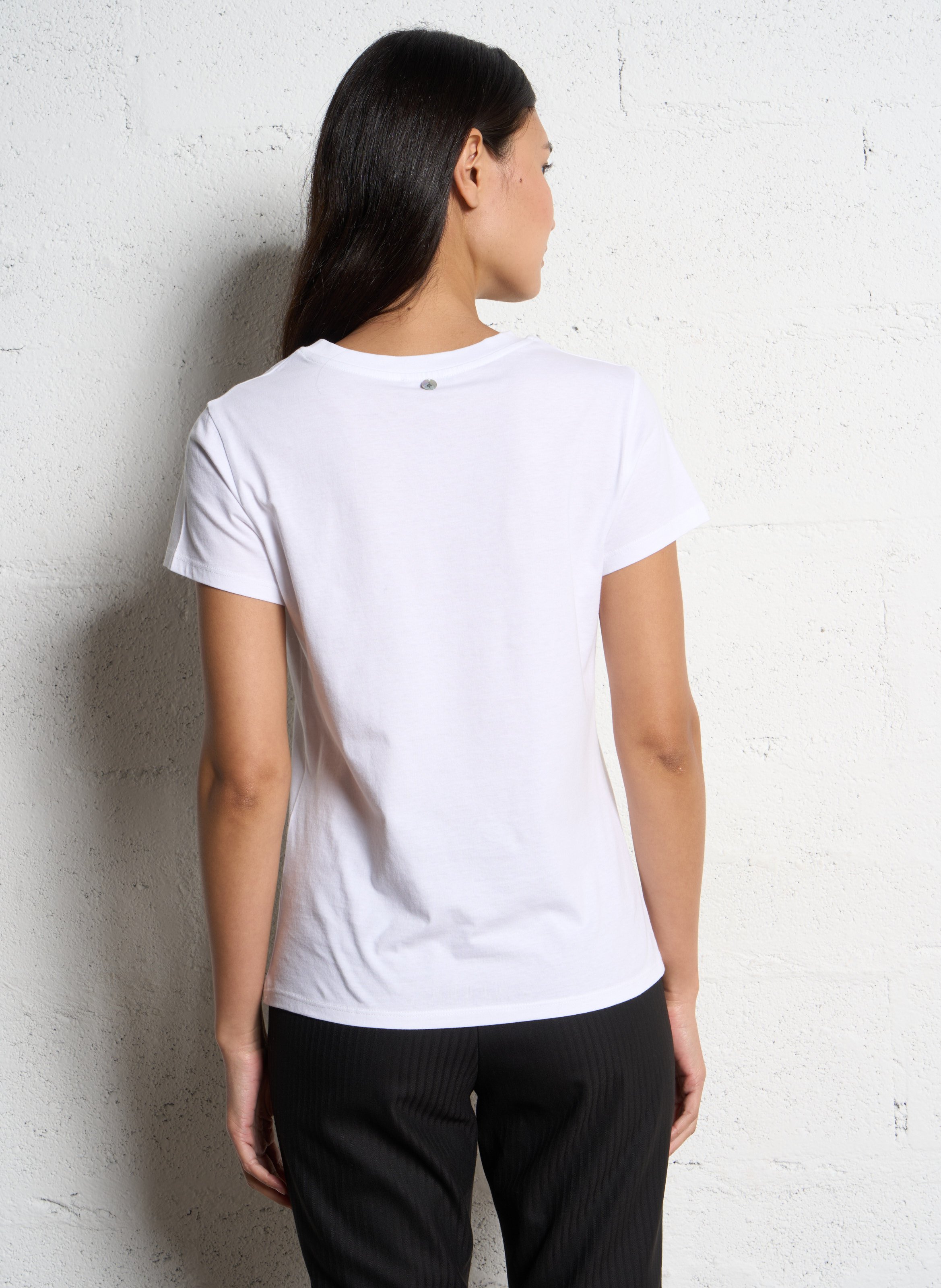 Tee-shirt col rond en coton ONE STEP Blanc