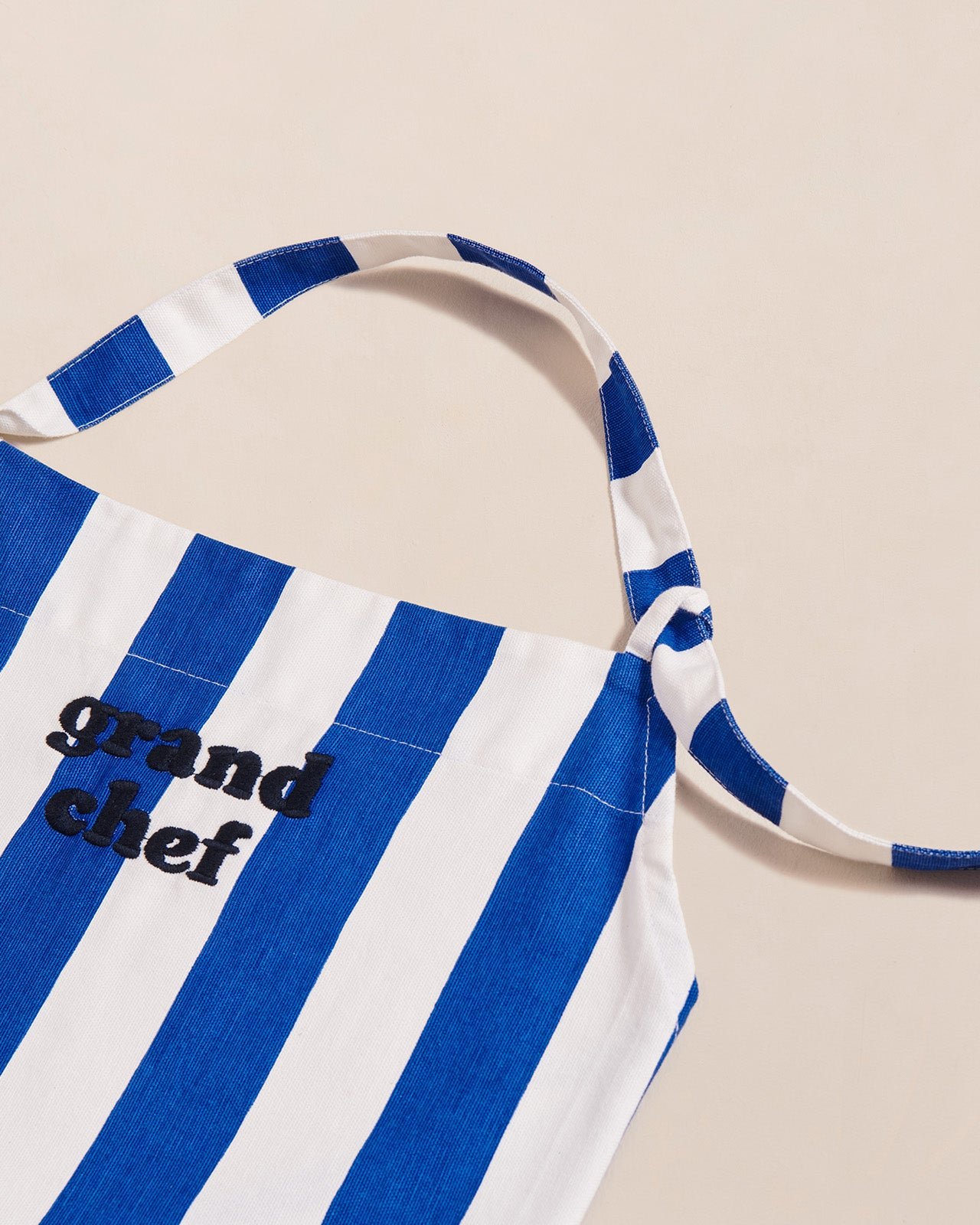 Le tablier grand chef à rayures en coton EMOI EMOI Bleu