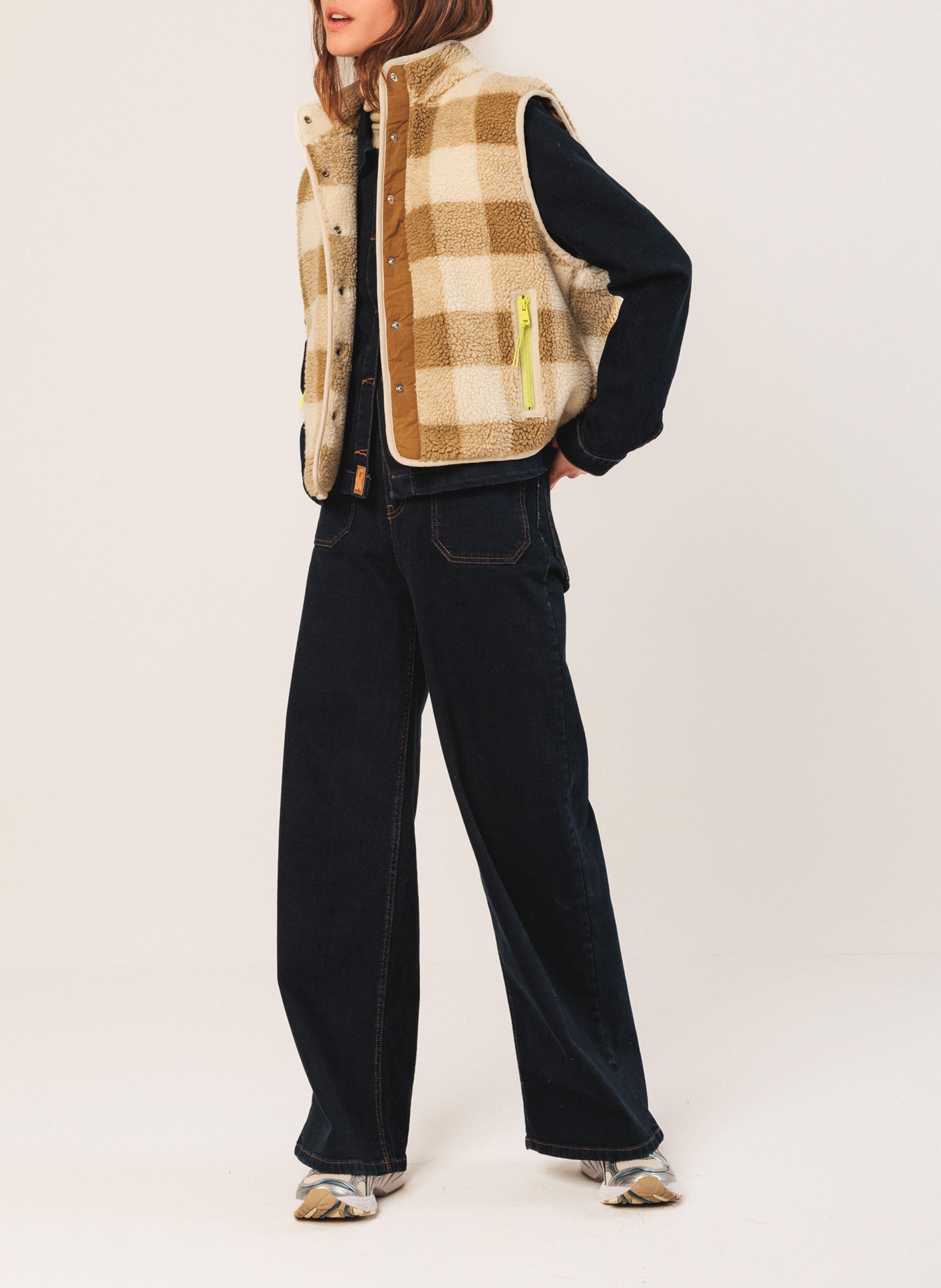 Checked gilet INDI & COLD Green