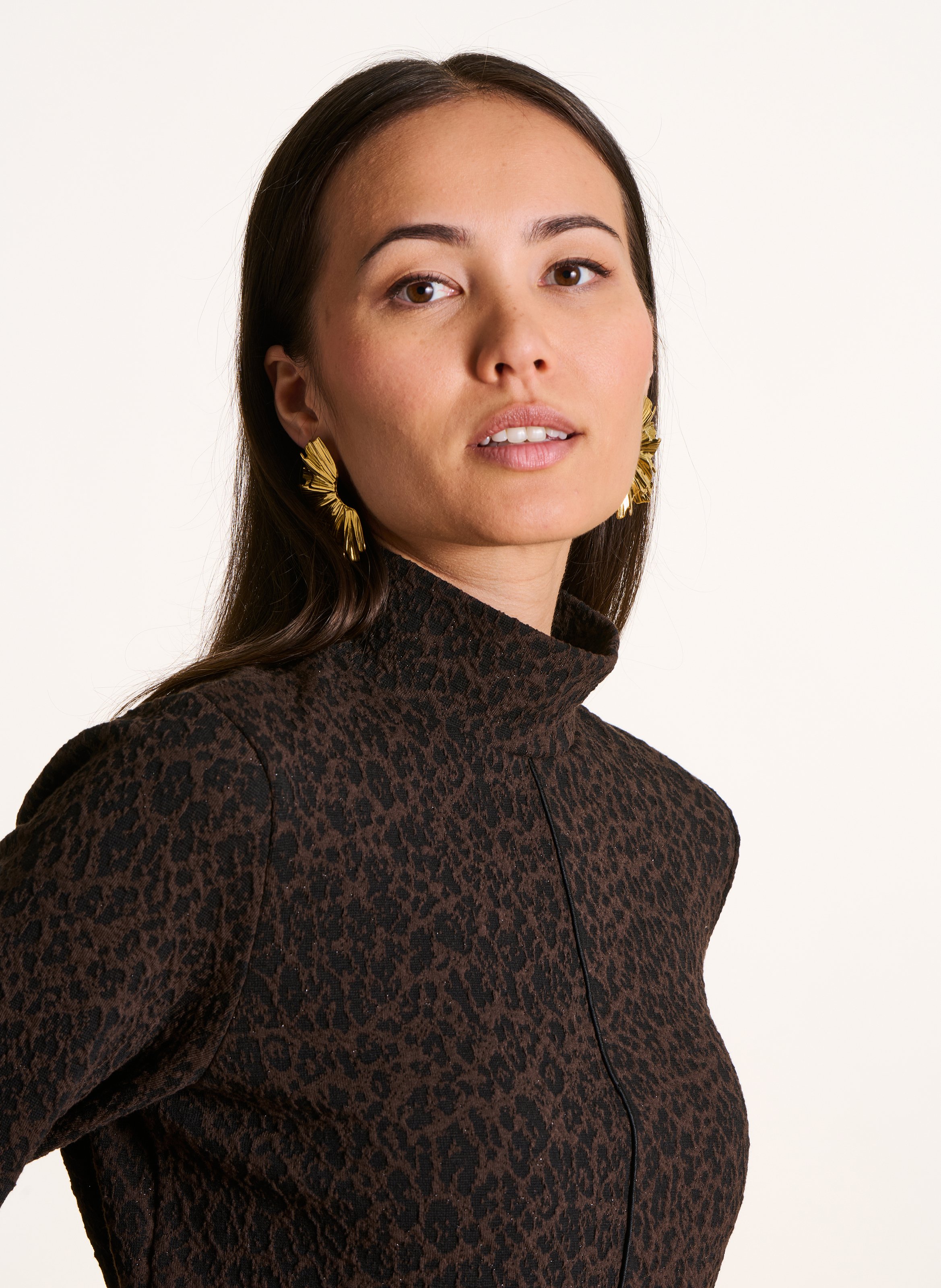 Turtleneck Jacquard T-shirt LA FEE MARABOUTEE Brown