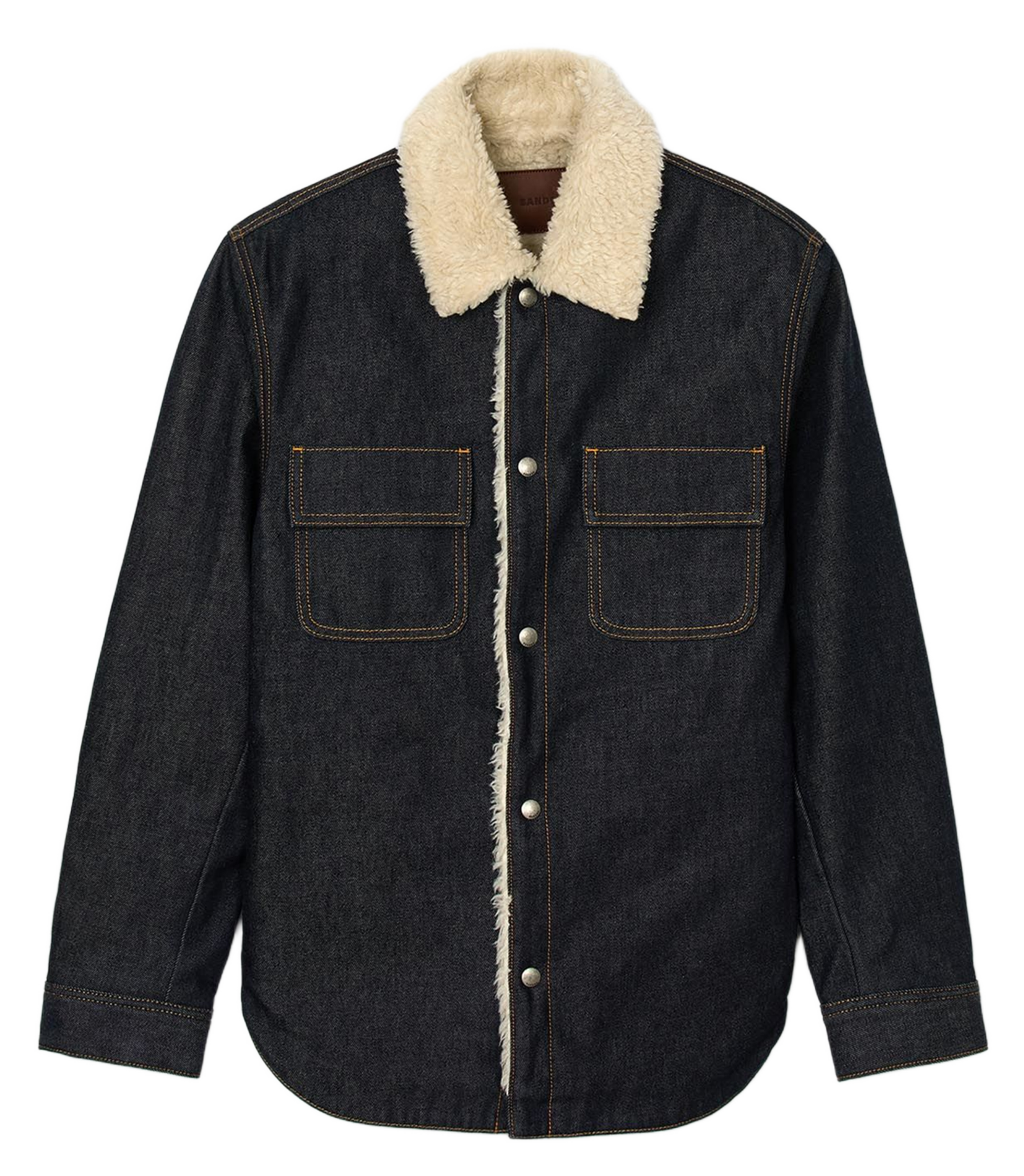 Straight denim jacket lined with raw denim SANDRO Blue