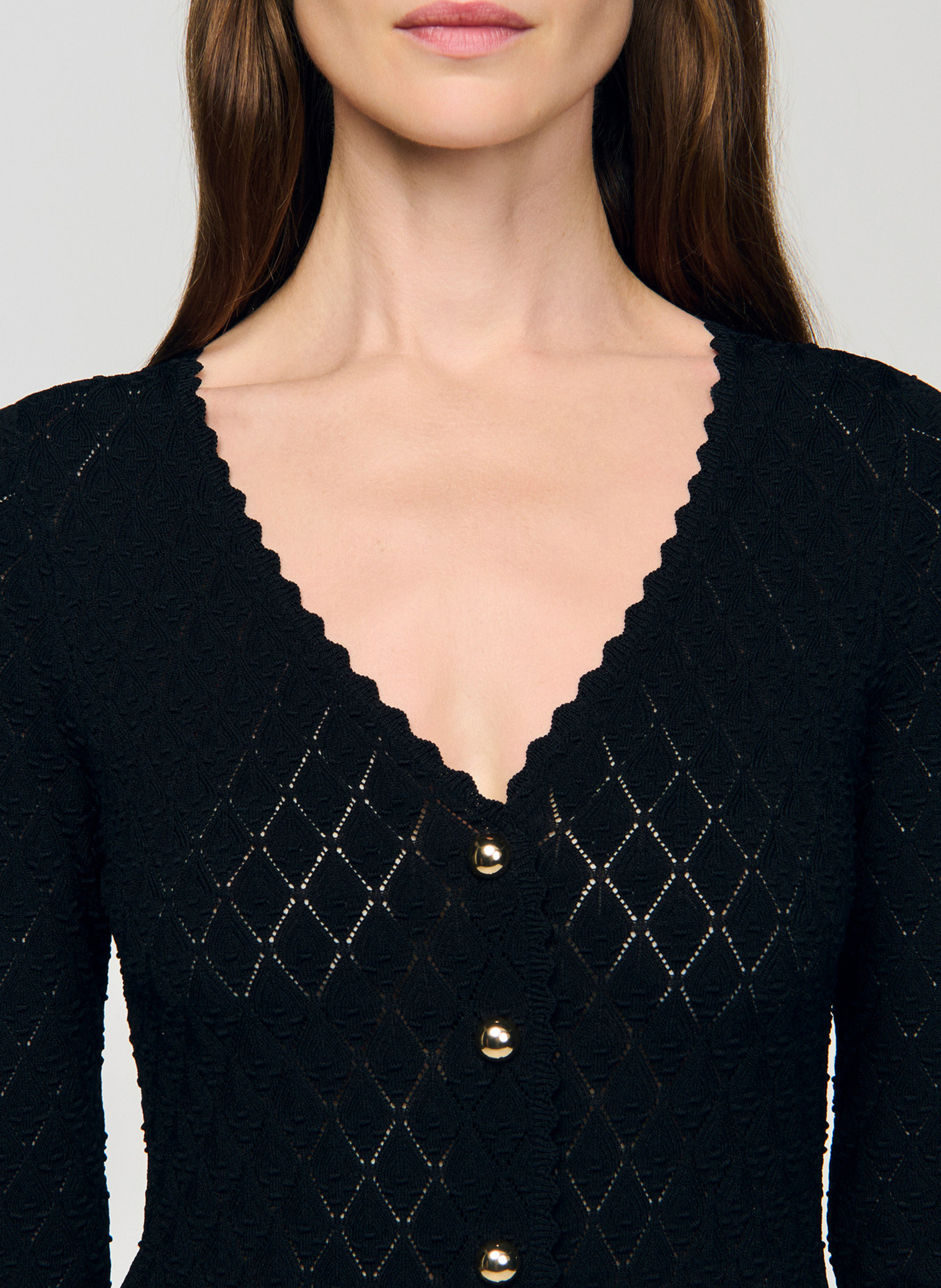 Robe longue col v  SANDRO Noir