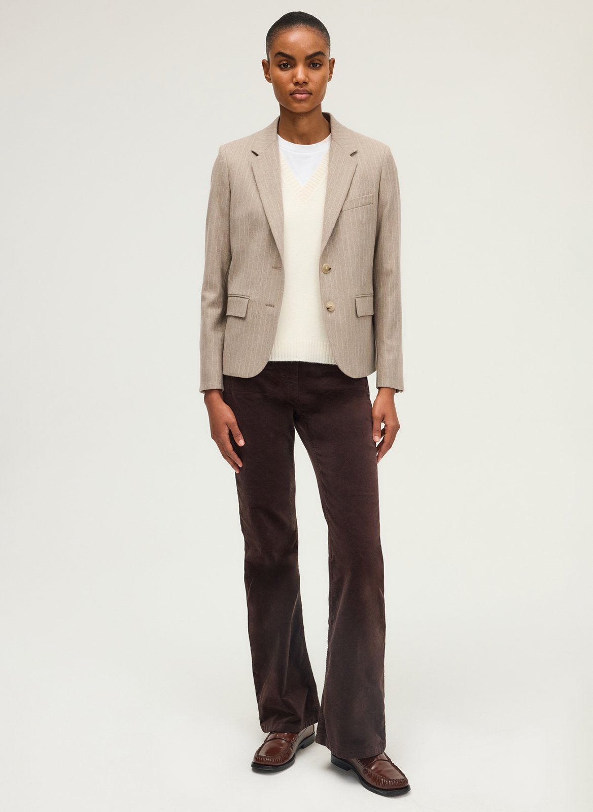 Straight Striped Tailored Jacket PABLO Beige