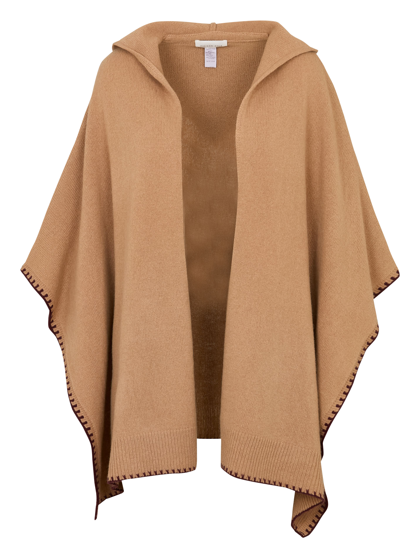 Poncho à capuche en laine mélangée MAISON ANJE Marron