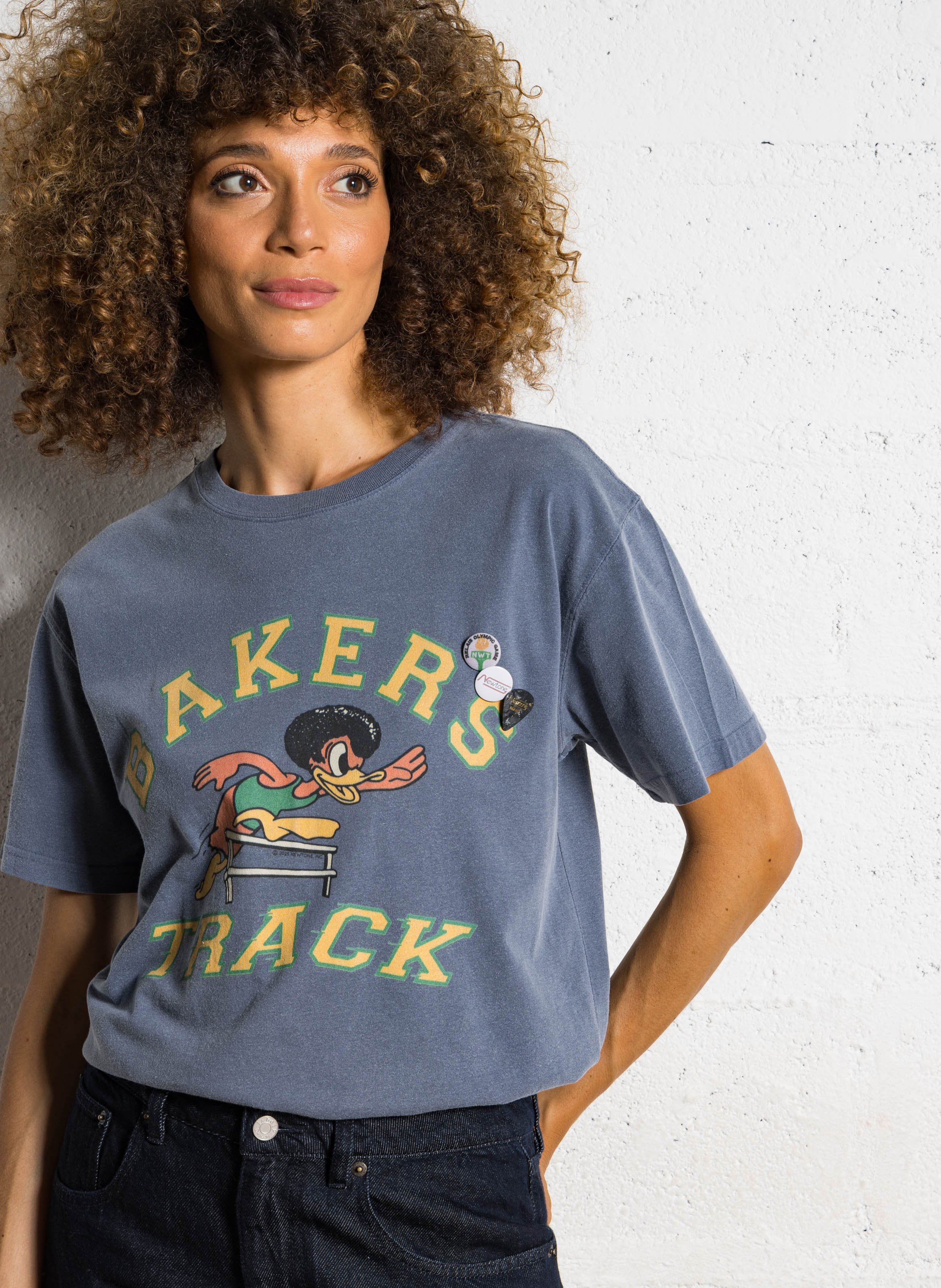 Tee-shirt droit col rond sérigraphié en coton NEWTONE Bleu