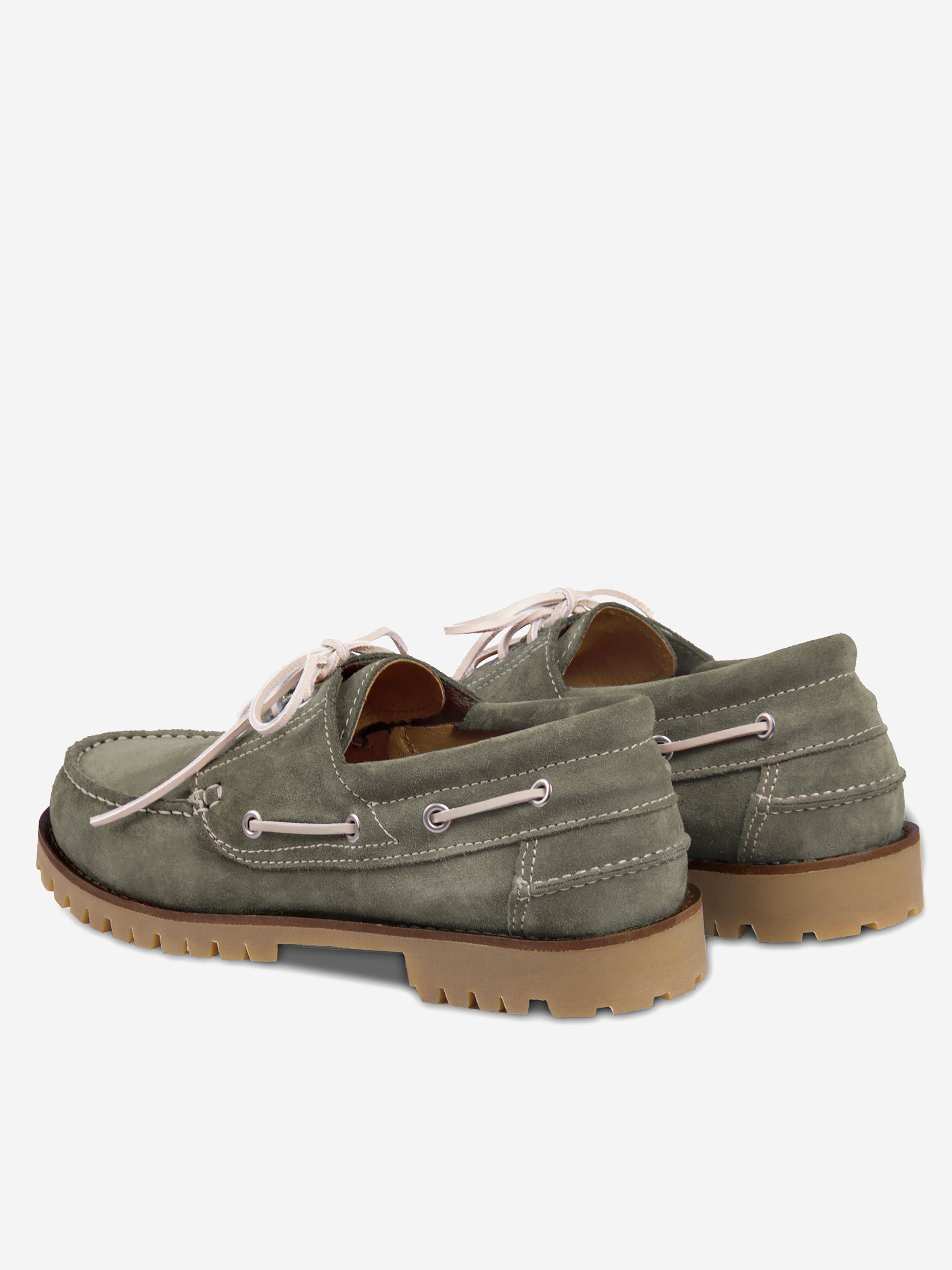 Milo suede leather boat shoes JULES & JENN Green