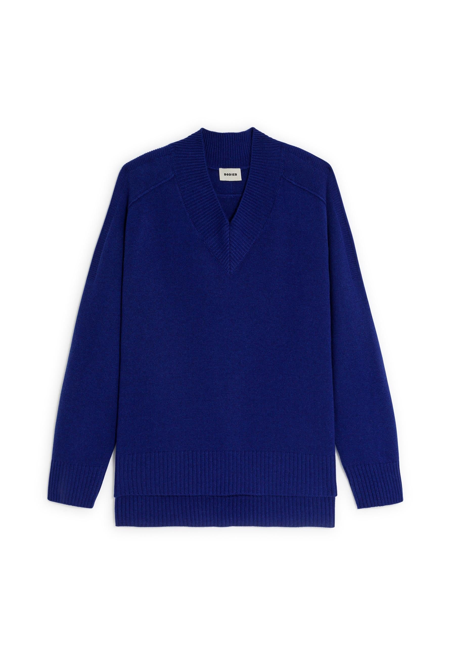 V-neck oversized cashmere sweater RODIER Blue