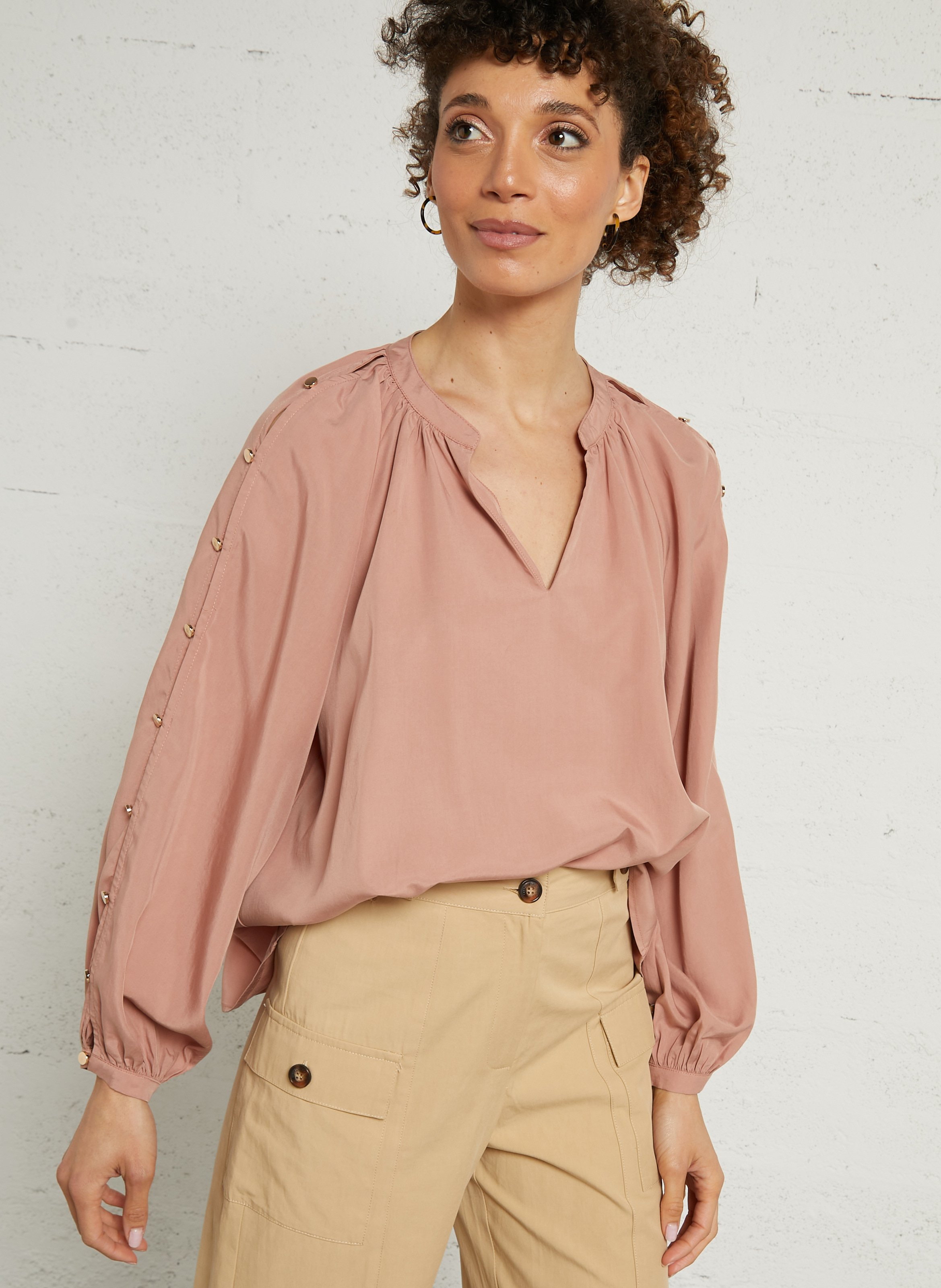 Oversized blouse with button details LA PETITE ETOILE Pink