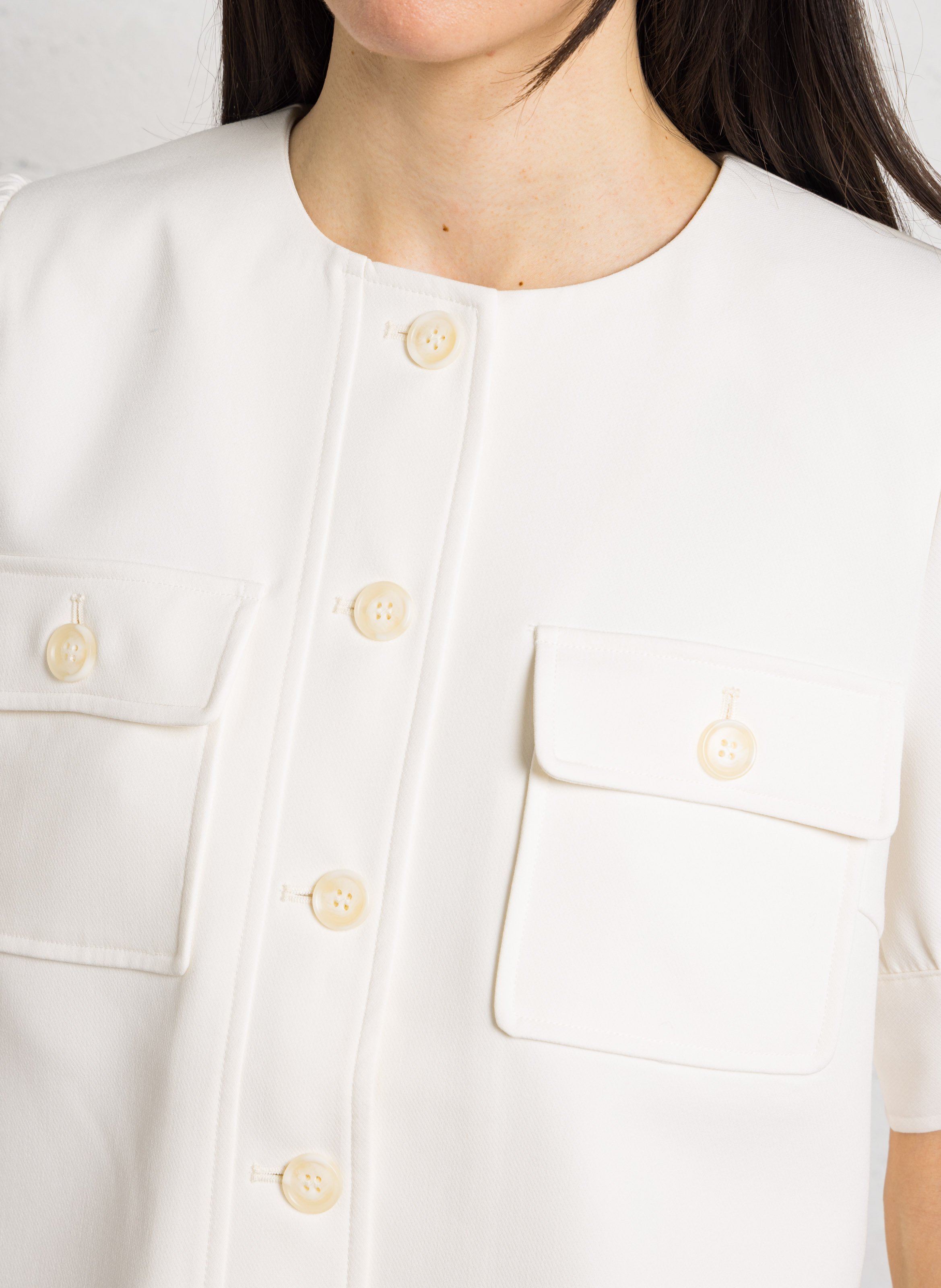 Straight round-neck jacket SUNCOO White