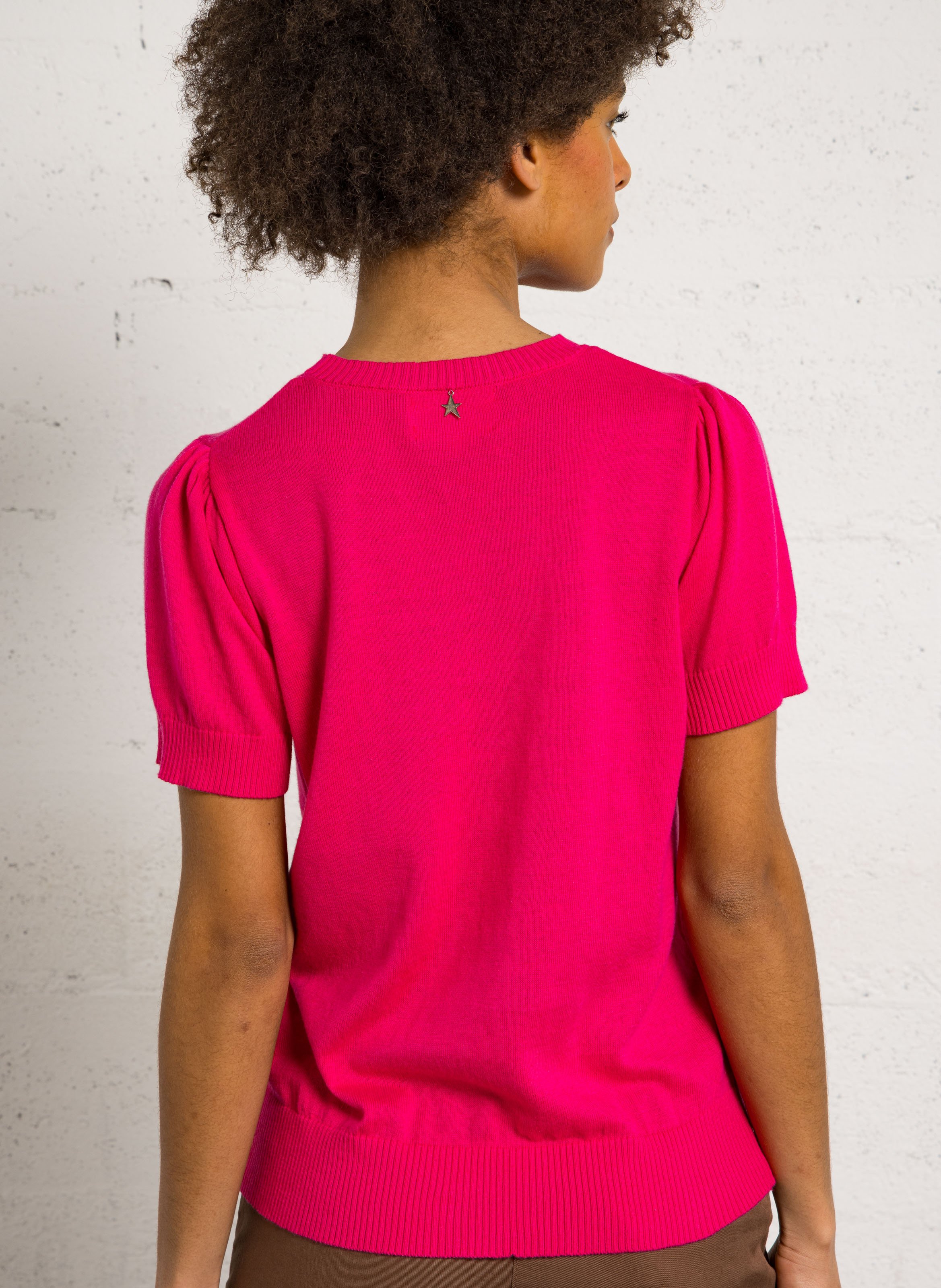 Ärmelloser Pullover mit Schnürung aus Baumwolle und Wolle SUD EXPRESS Rosa