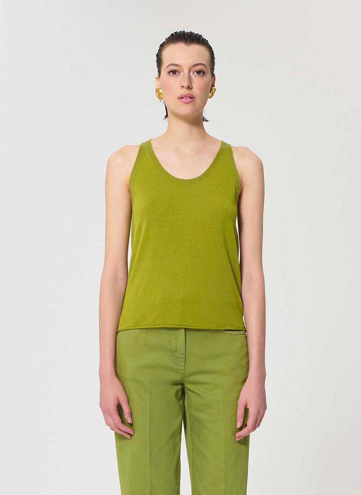 Débardeur col rond uni TARA JARMON Vert
