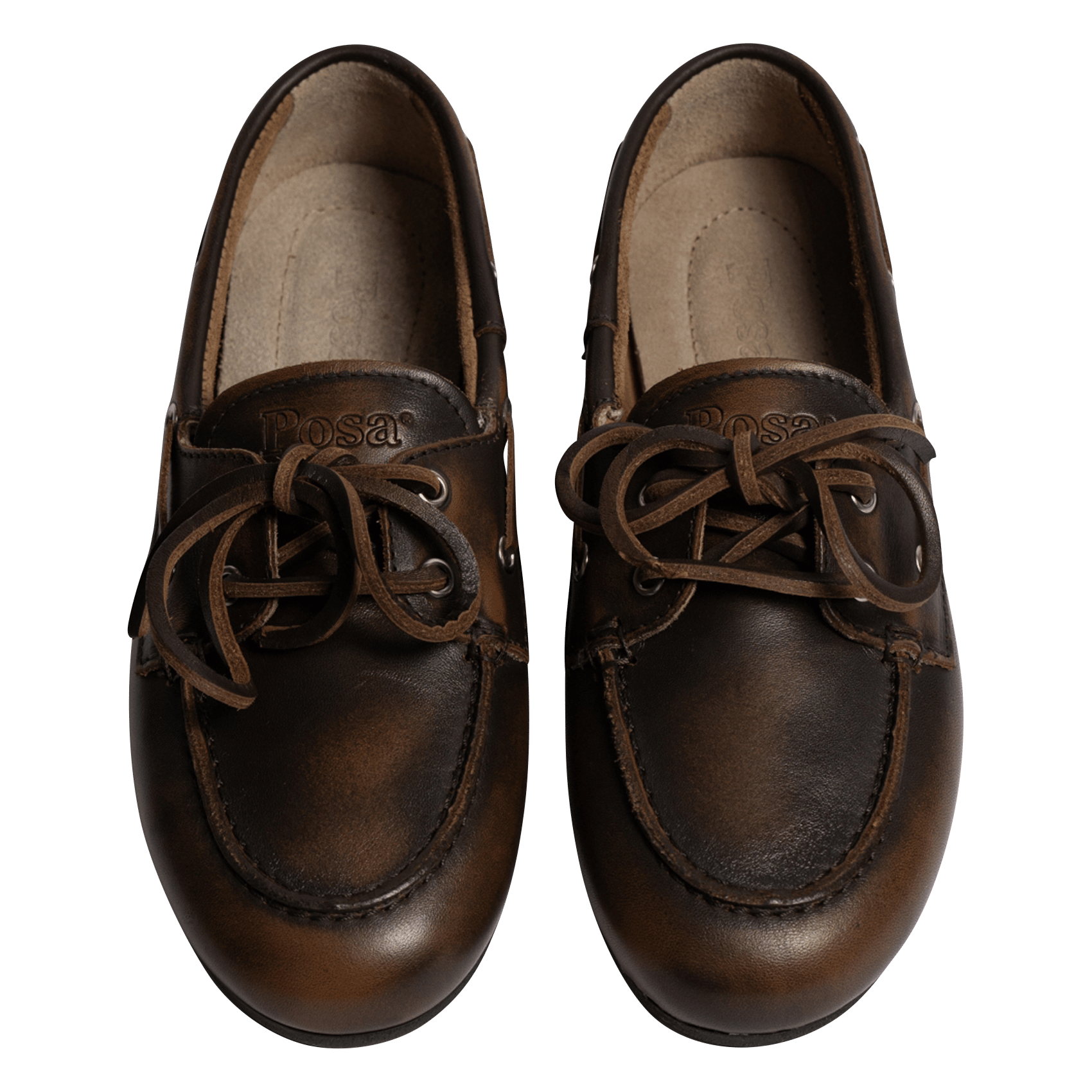 Leather boat shoes POSA Brown
