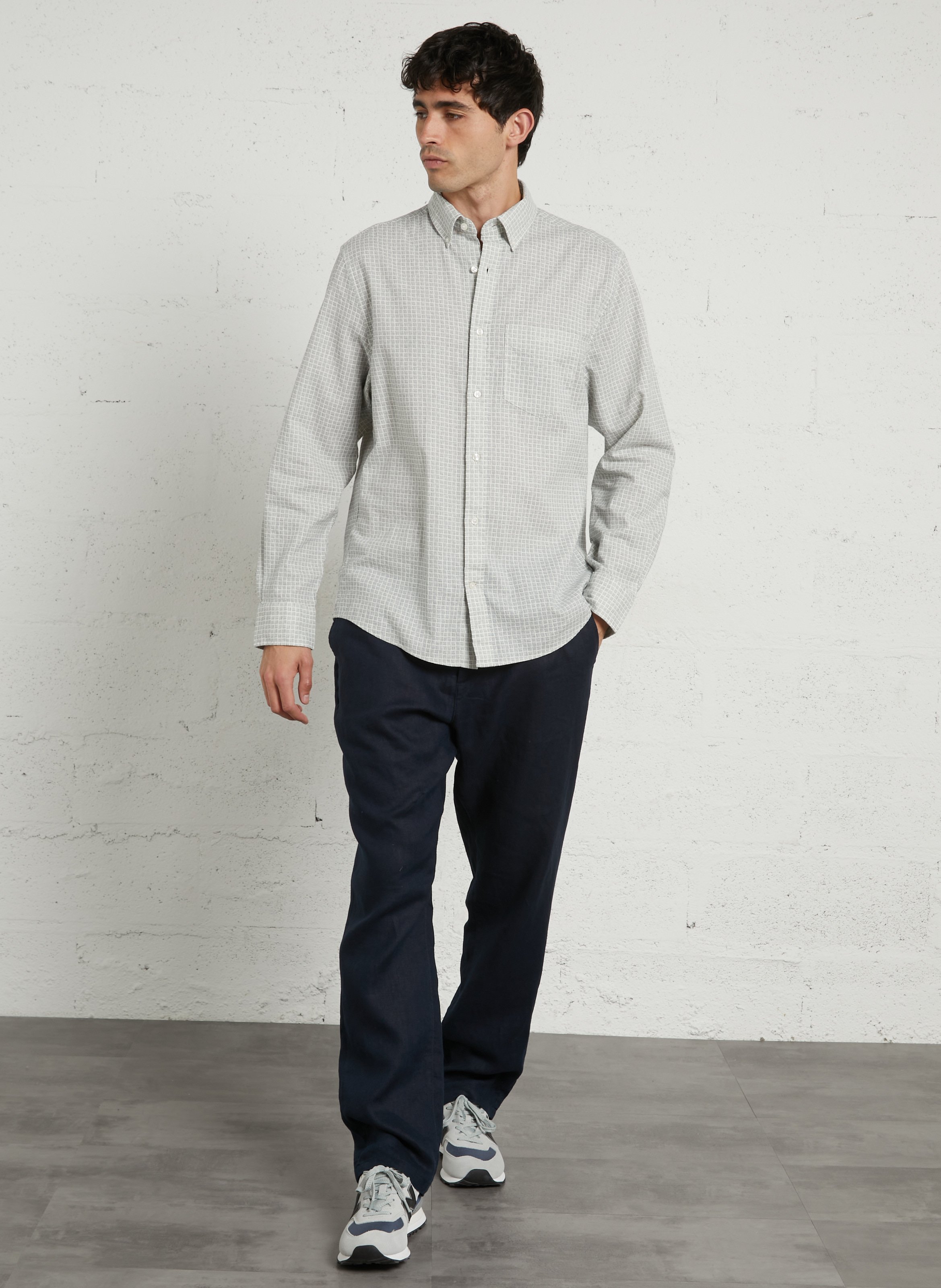 Gilet droit col classique en coton et lin GANT Beige