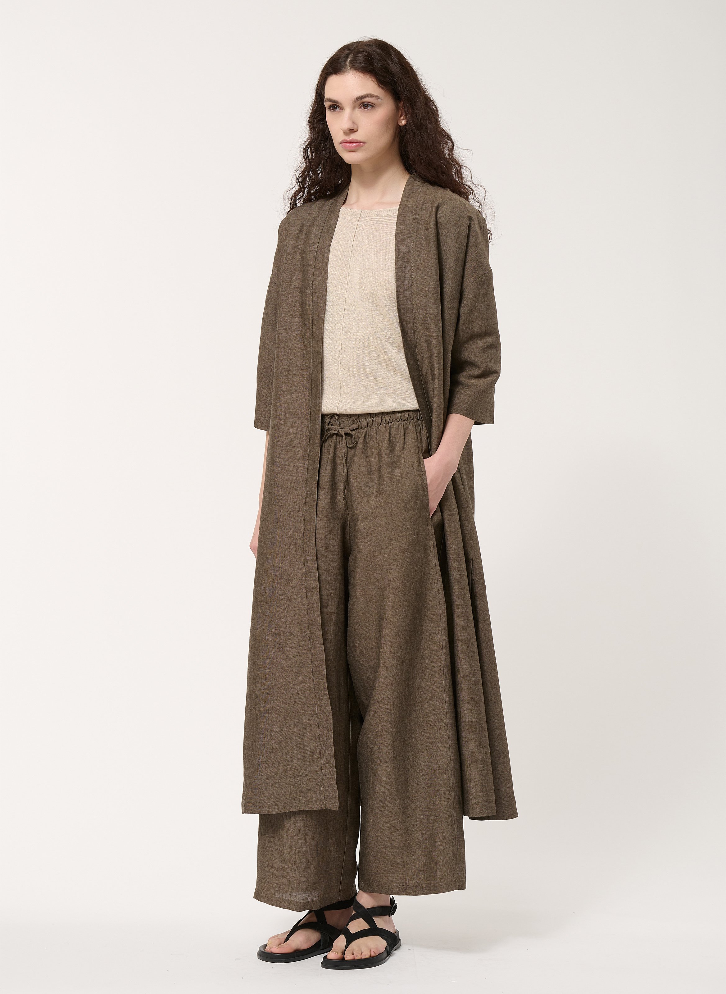 Kimono lungo oversize monocolore HUMILITY Marrone