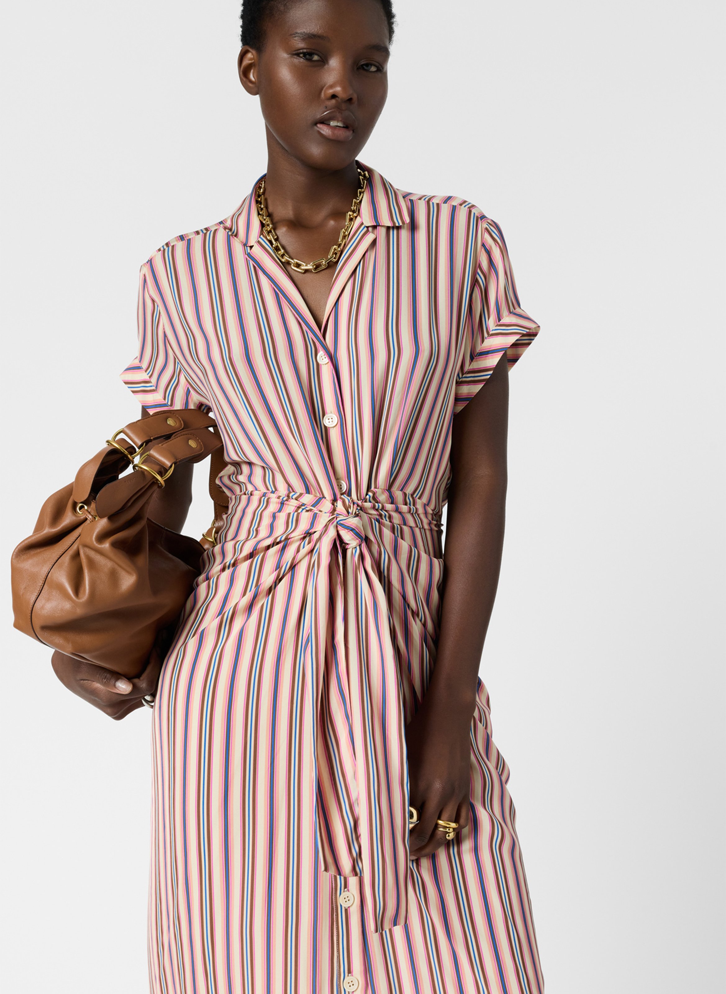 Robe longue col classique à rayures GERARD DAREL Negro