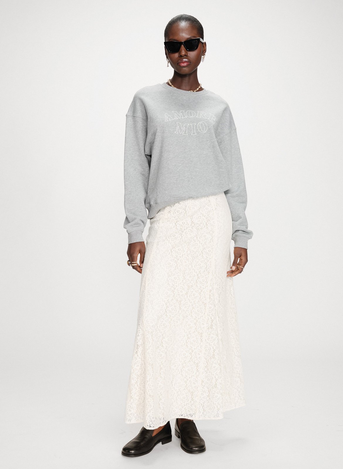 Cotton round-neck sweatshirt GRACE ET MILA Silver