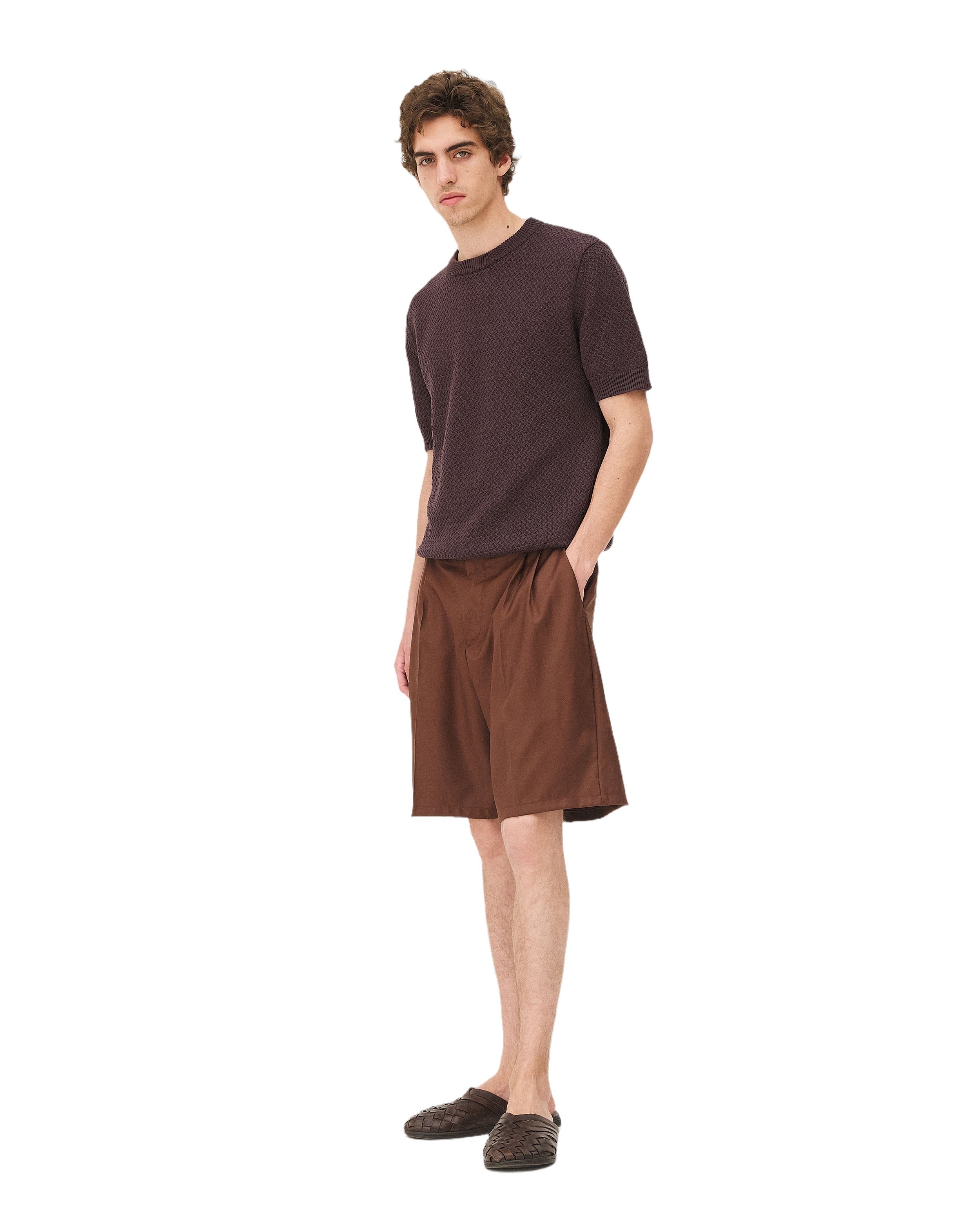Short-sleeve knit MADERA BROWN Noyoco Brown