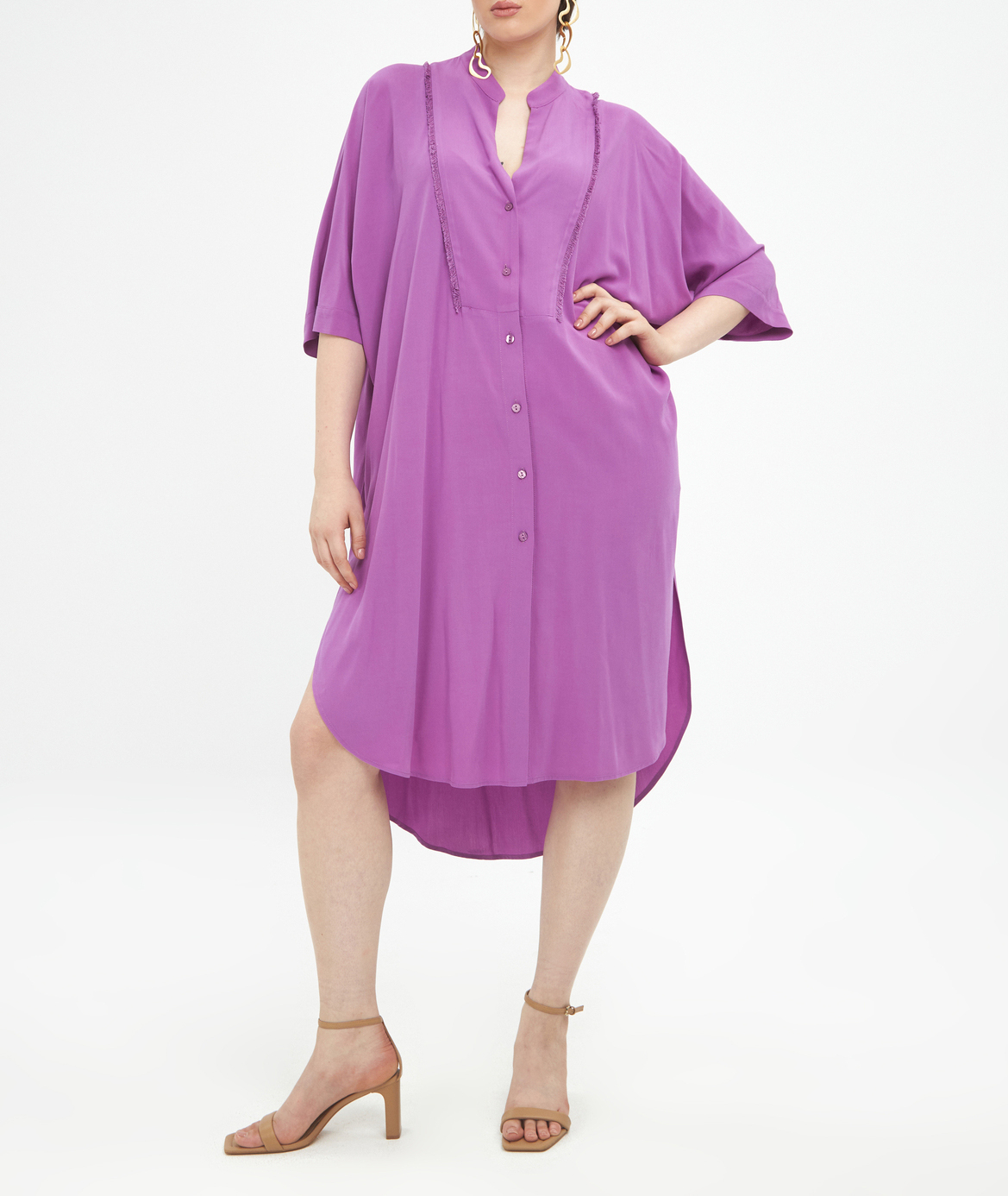 Asymmetric V-neck midi dress MAT FASHION Purple