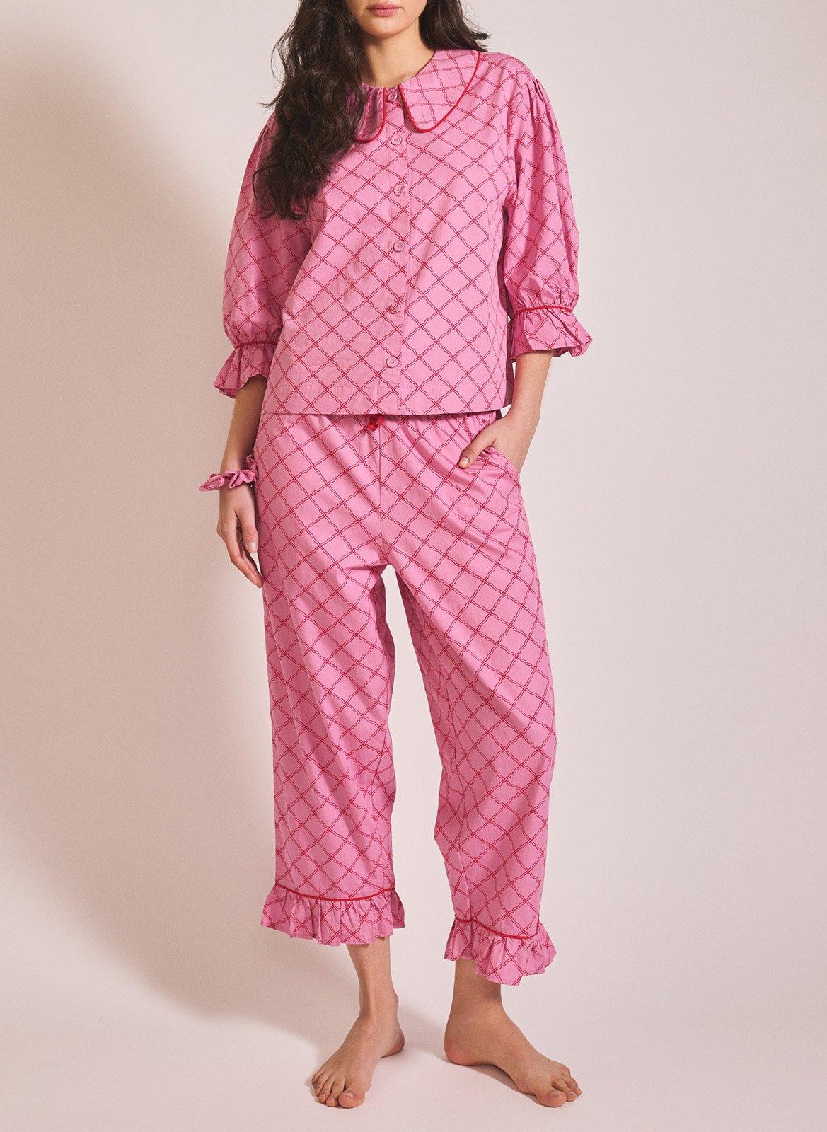 Pyjama-Set aus Baumwolle mit Print TBCO Rosa