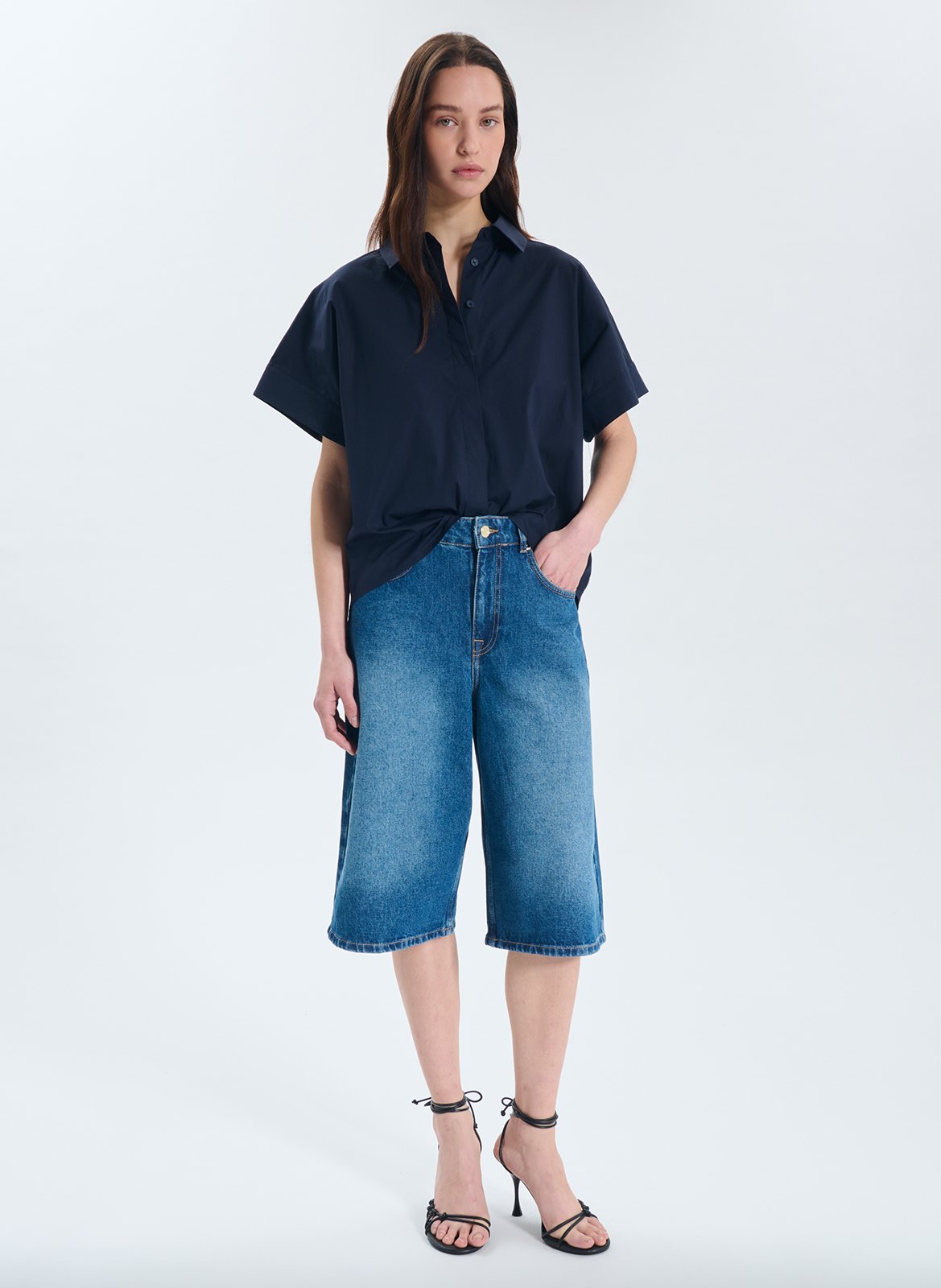 Chemise col classique en coton mélangé ZAPA Bleu