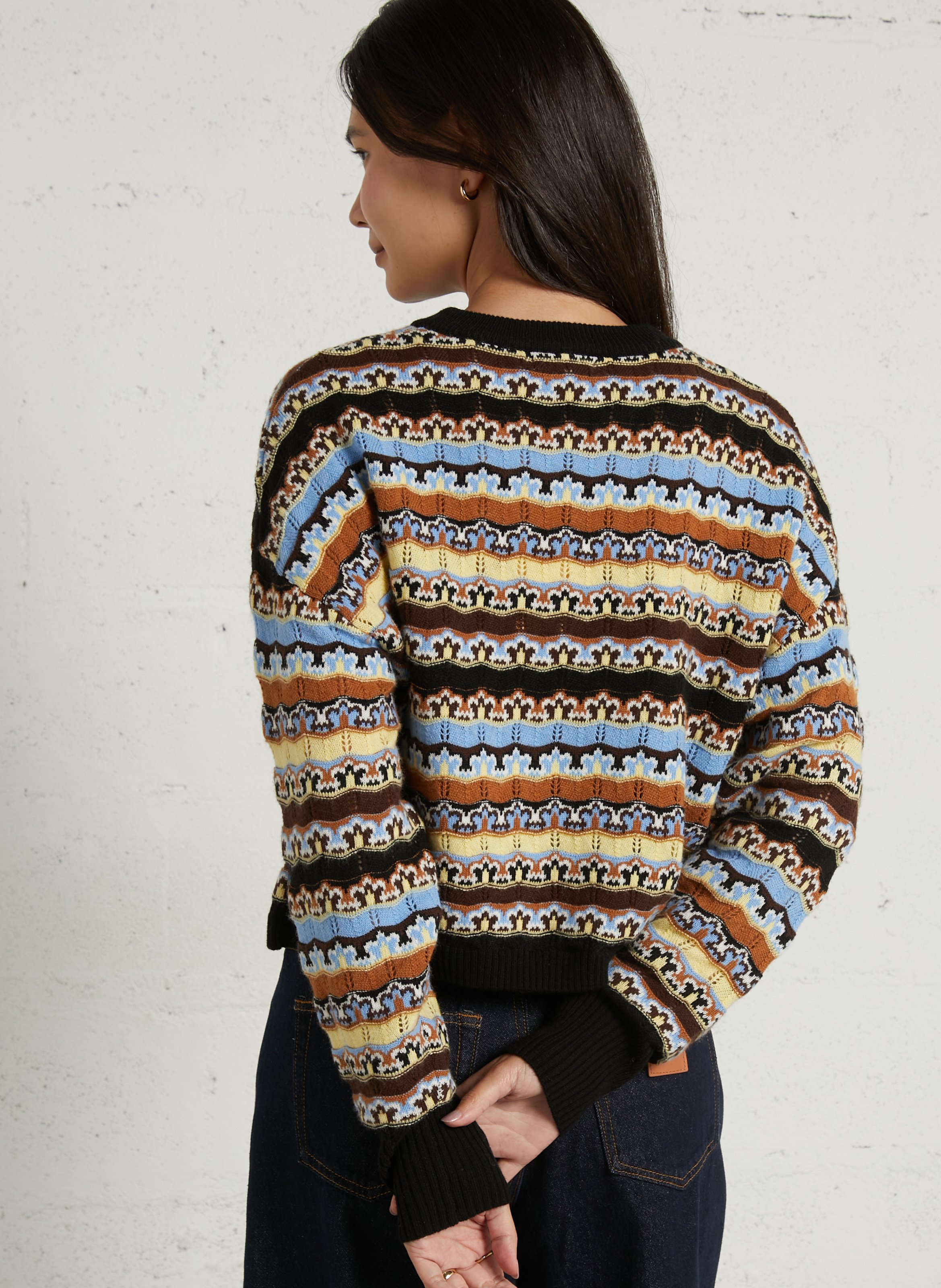 Effen trui van wolmix met lange mouwen en kant SUNCOO Beige