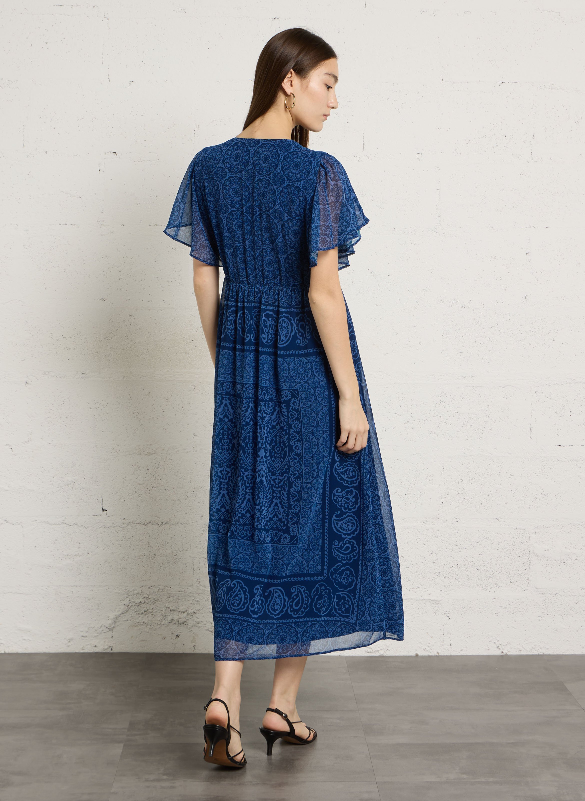 Robe midi imprimée col v MAISON 123 Bleu