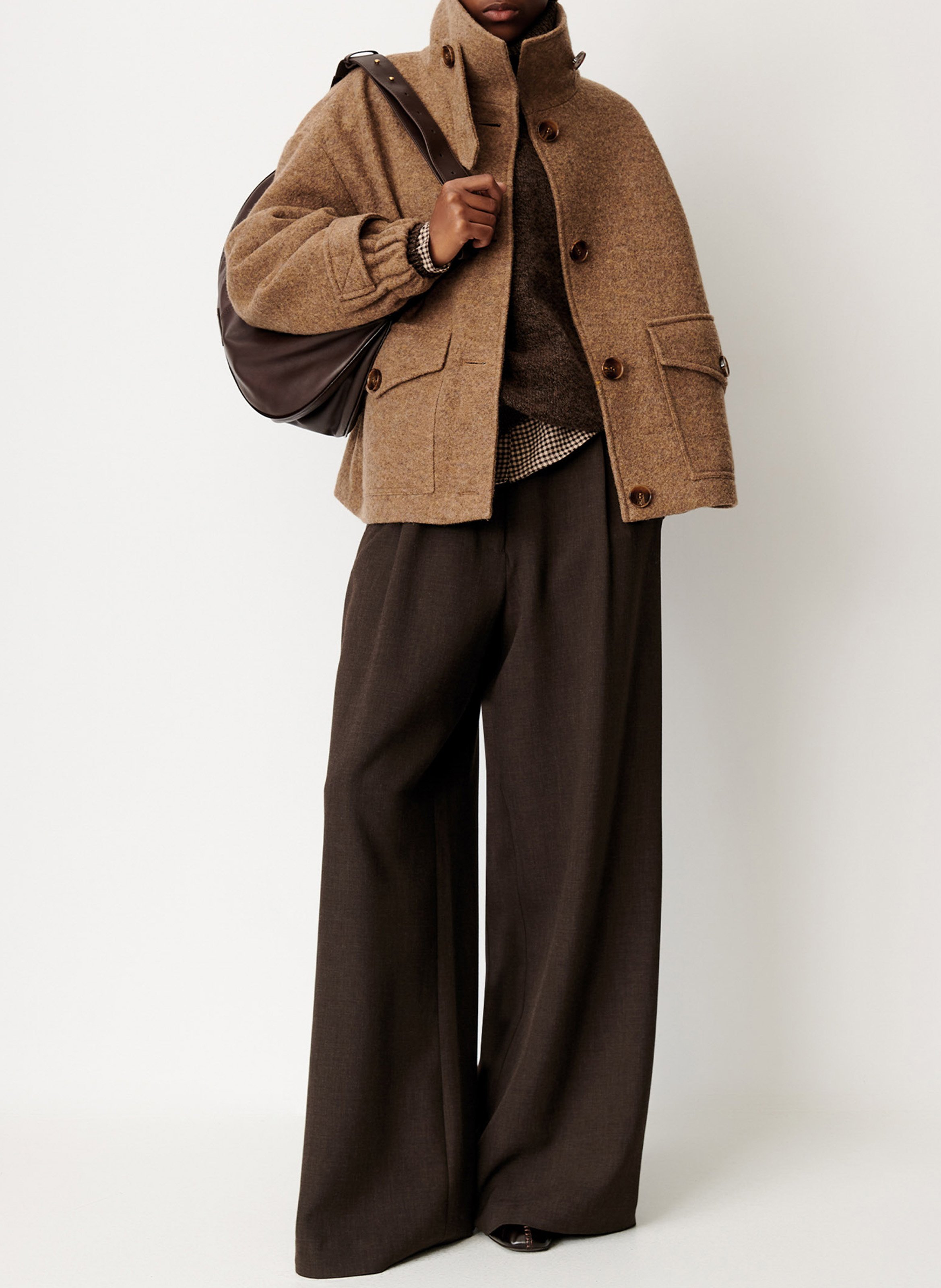 Plain oversized wool coat SESSUN Beige