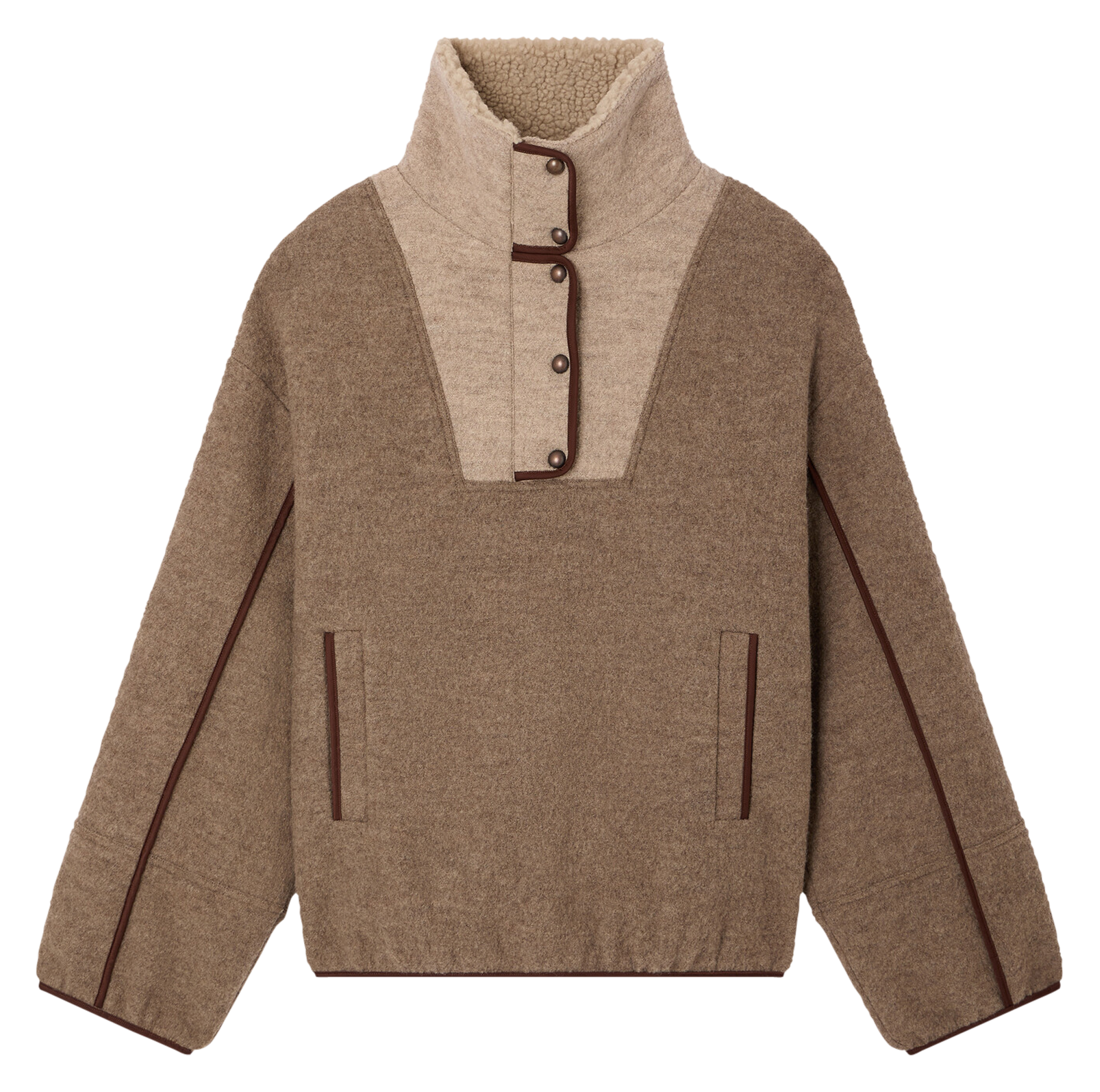 Wollmantel mit hohem einfarbigem Stehkragen SESSUN Beige