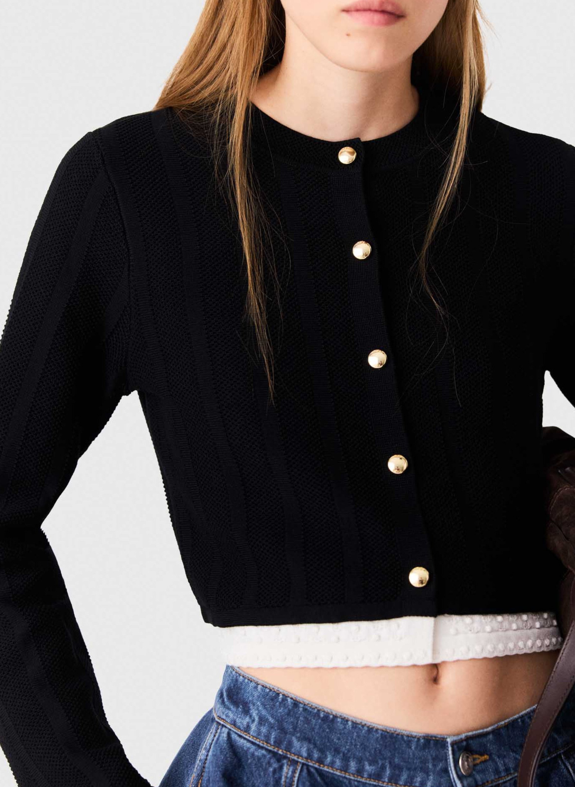 Rechte cardigan met ronde hals MAJE Zwart