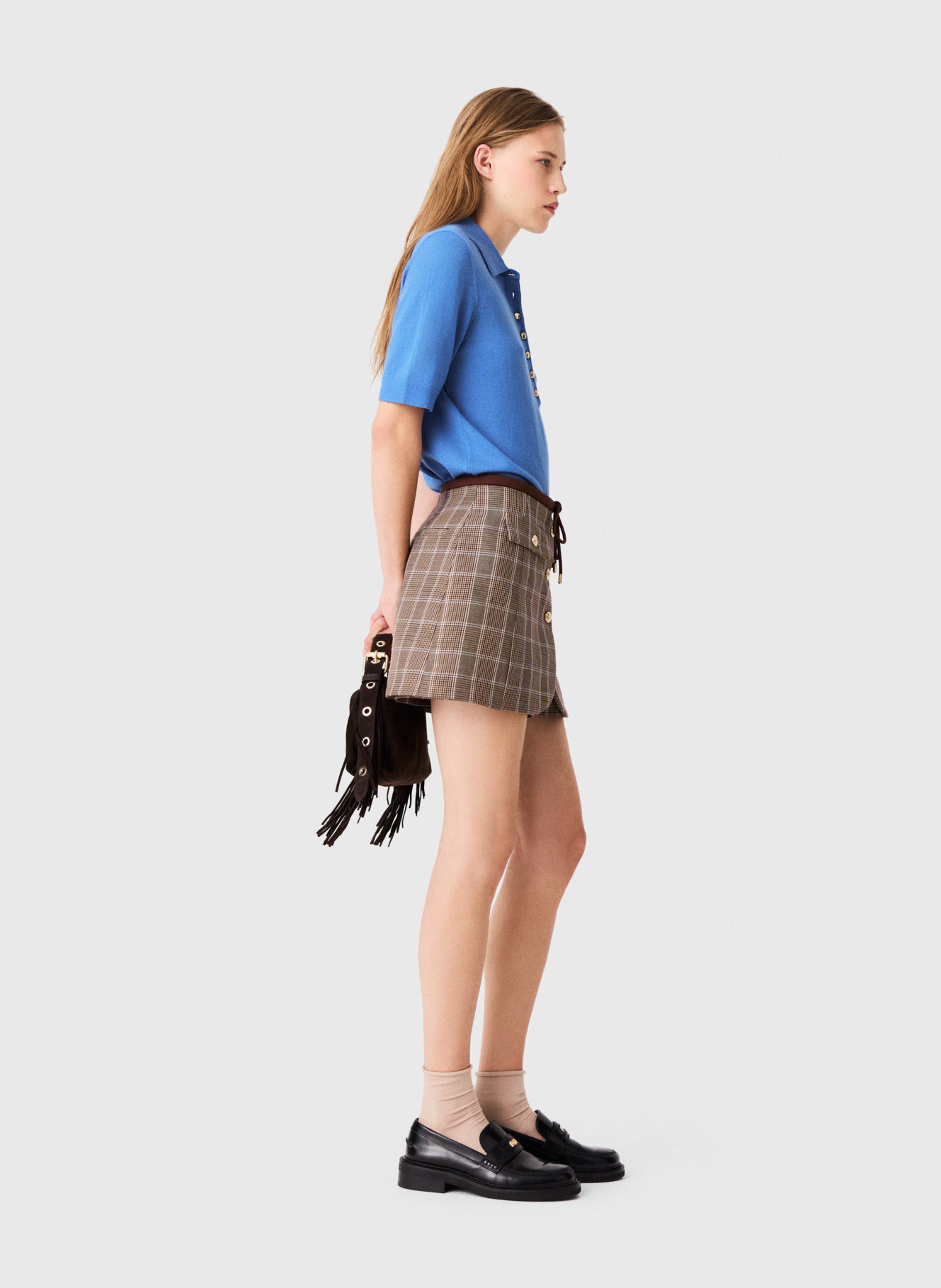 Korte tailleure met rok-effect in motieven. MAJE Bruin