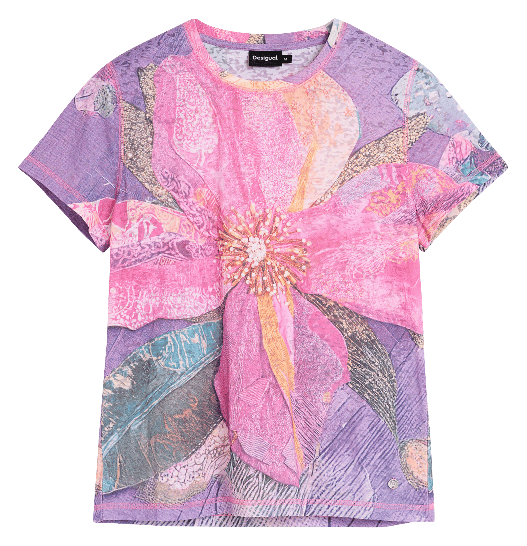 T-shirt droit en coton mélangé DESIGUAL Rouge