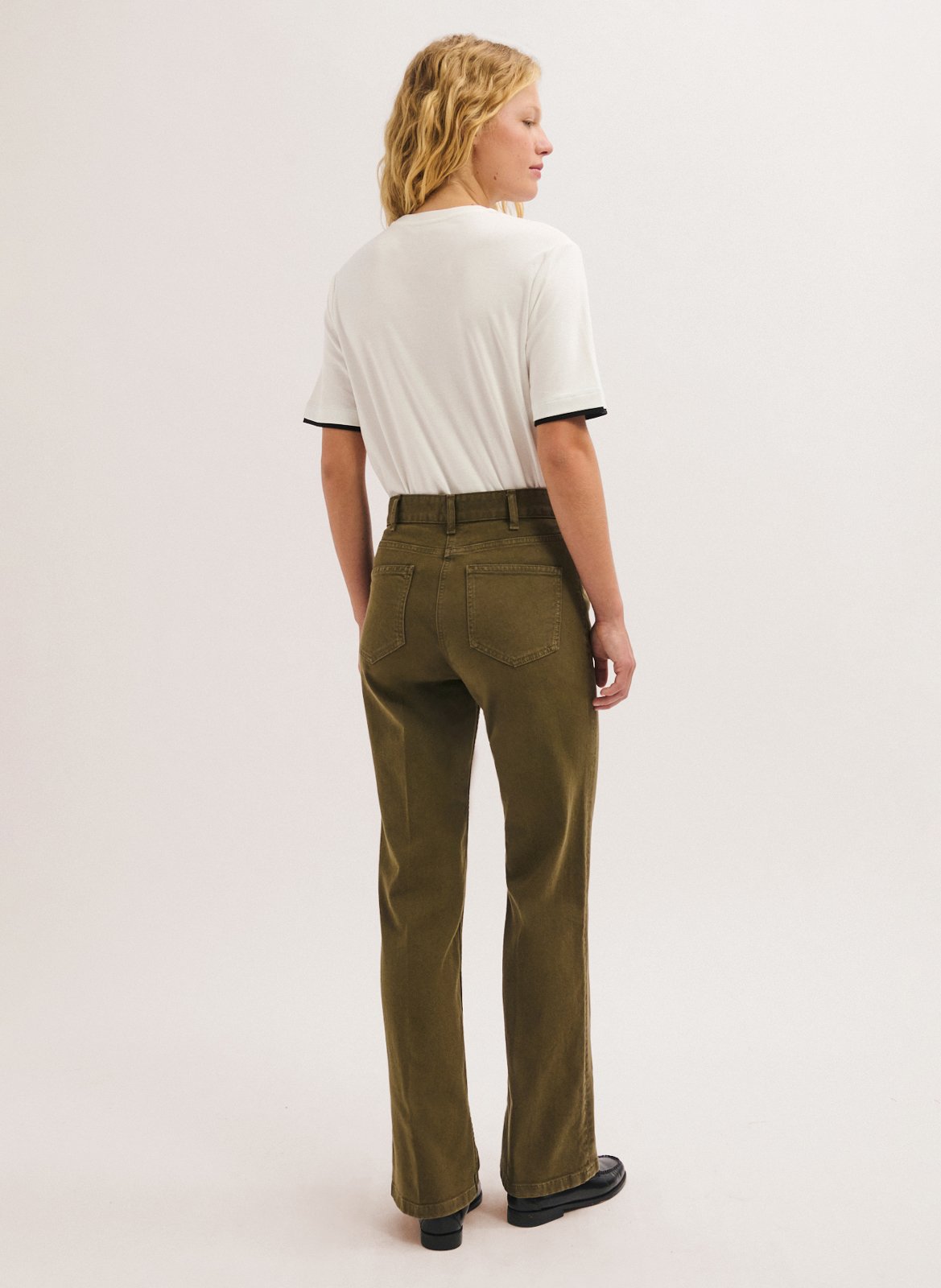 Wide-leg cotton-blend jeans PABLO Khaki