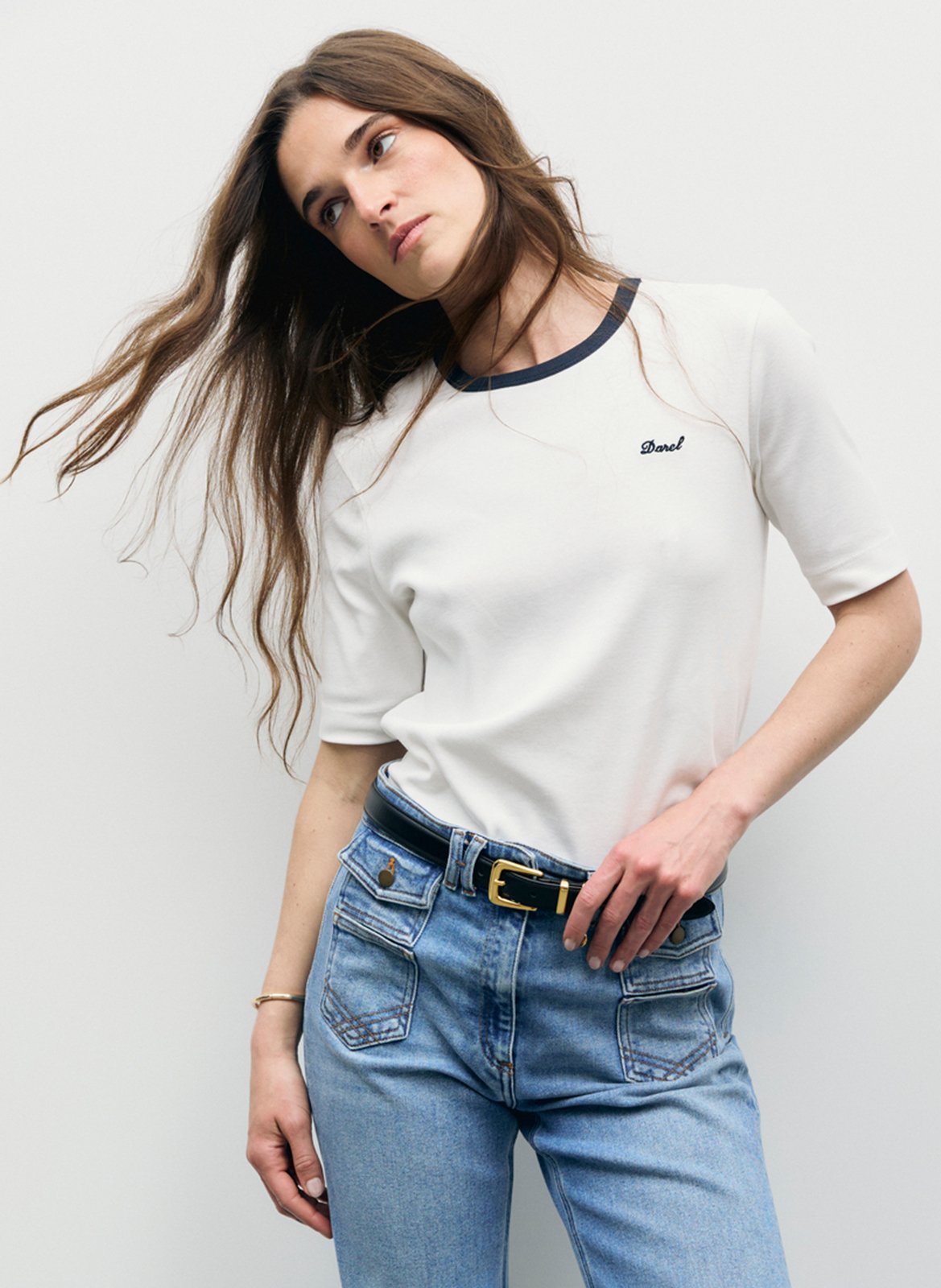 Straight cotton round-neck T-shirt GERARD DAREL Blue