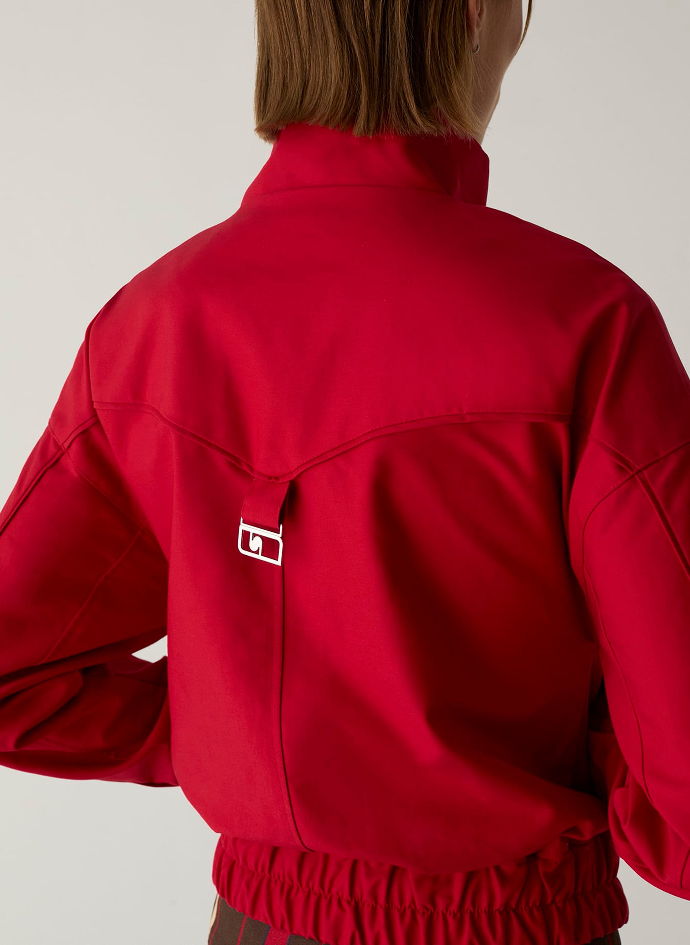 Oversized zip-up jacket in blended cotton LAAGAM Red