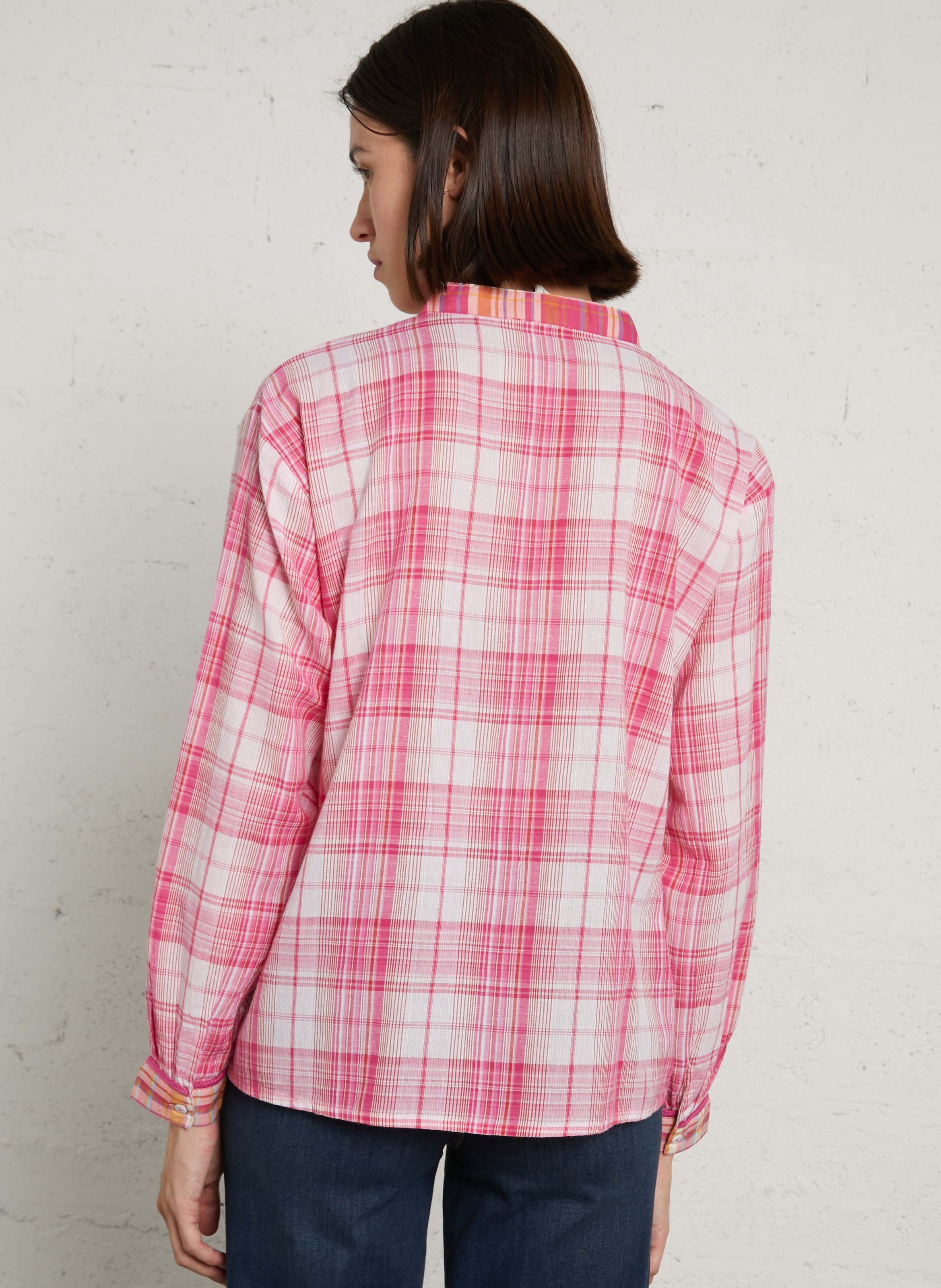 Chemise à carreaux en coton MAISON 123 Rose