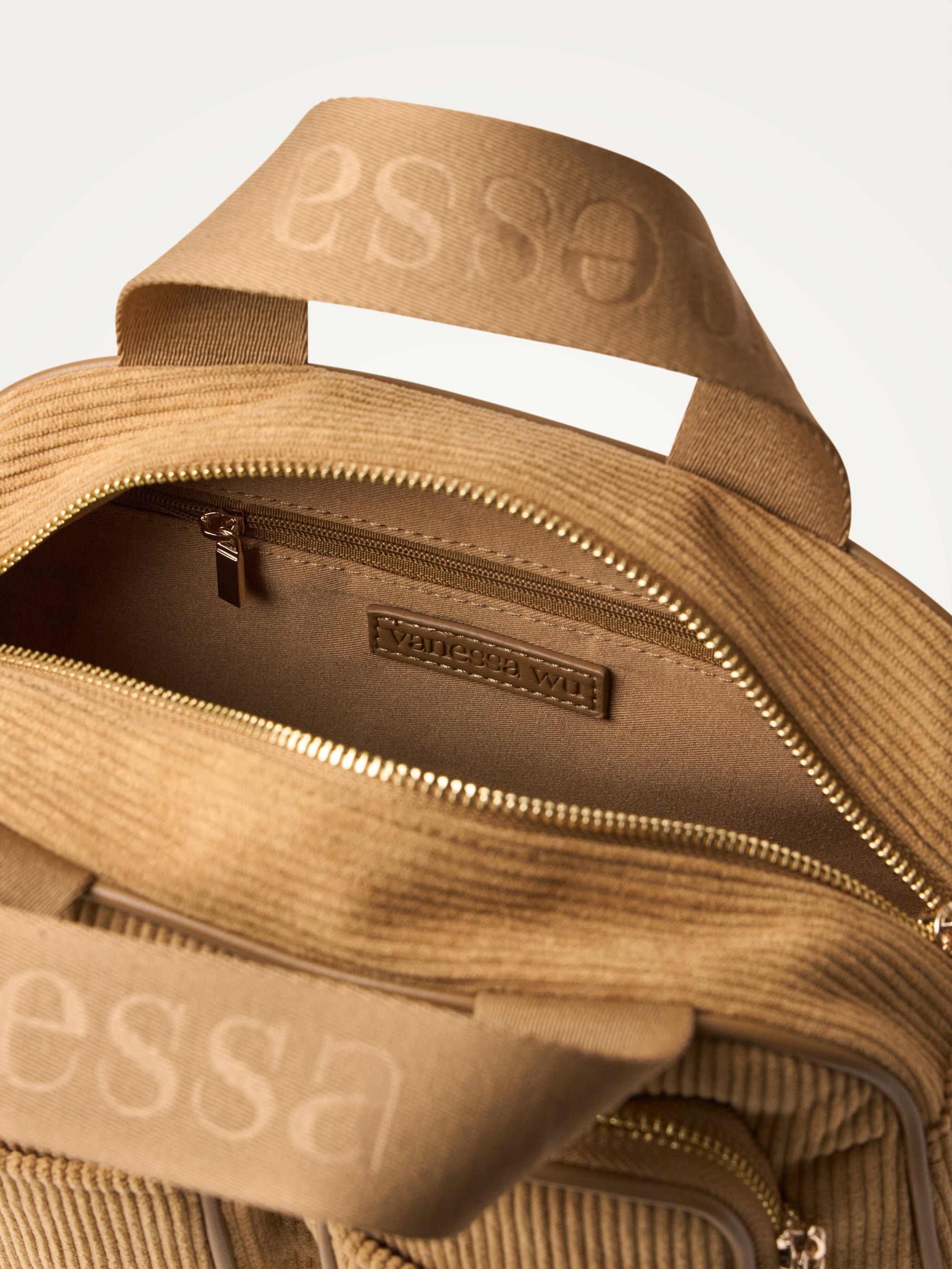 Mini bowling bag with shoulder strap VANESSA WU Beige