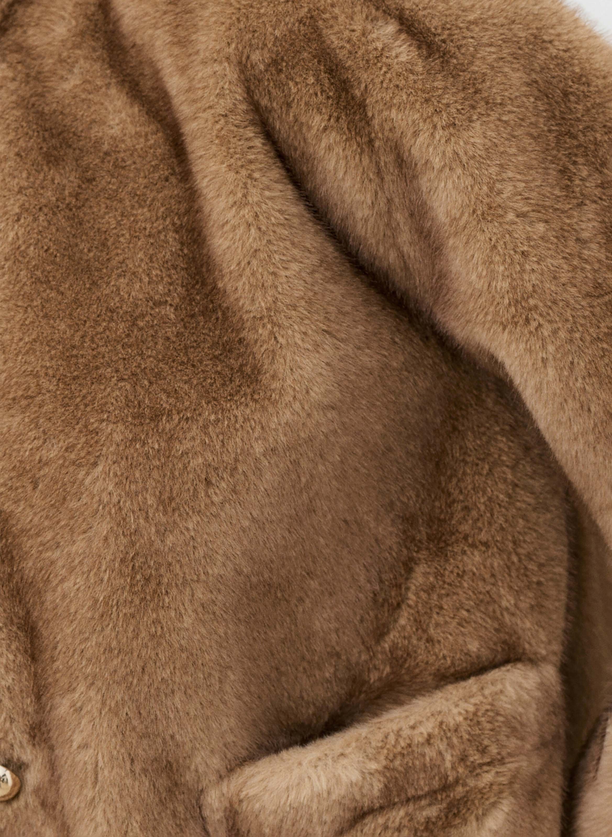 Manteau col montant en fourrure CAROLL Marron