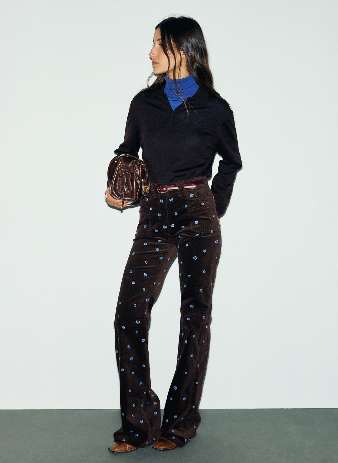 Gerade Samthose mit Stickereien GERARD DAREL Braun