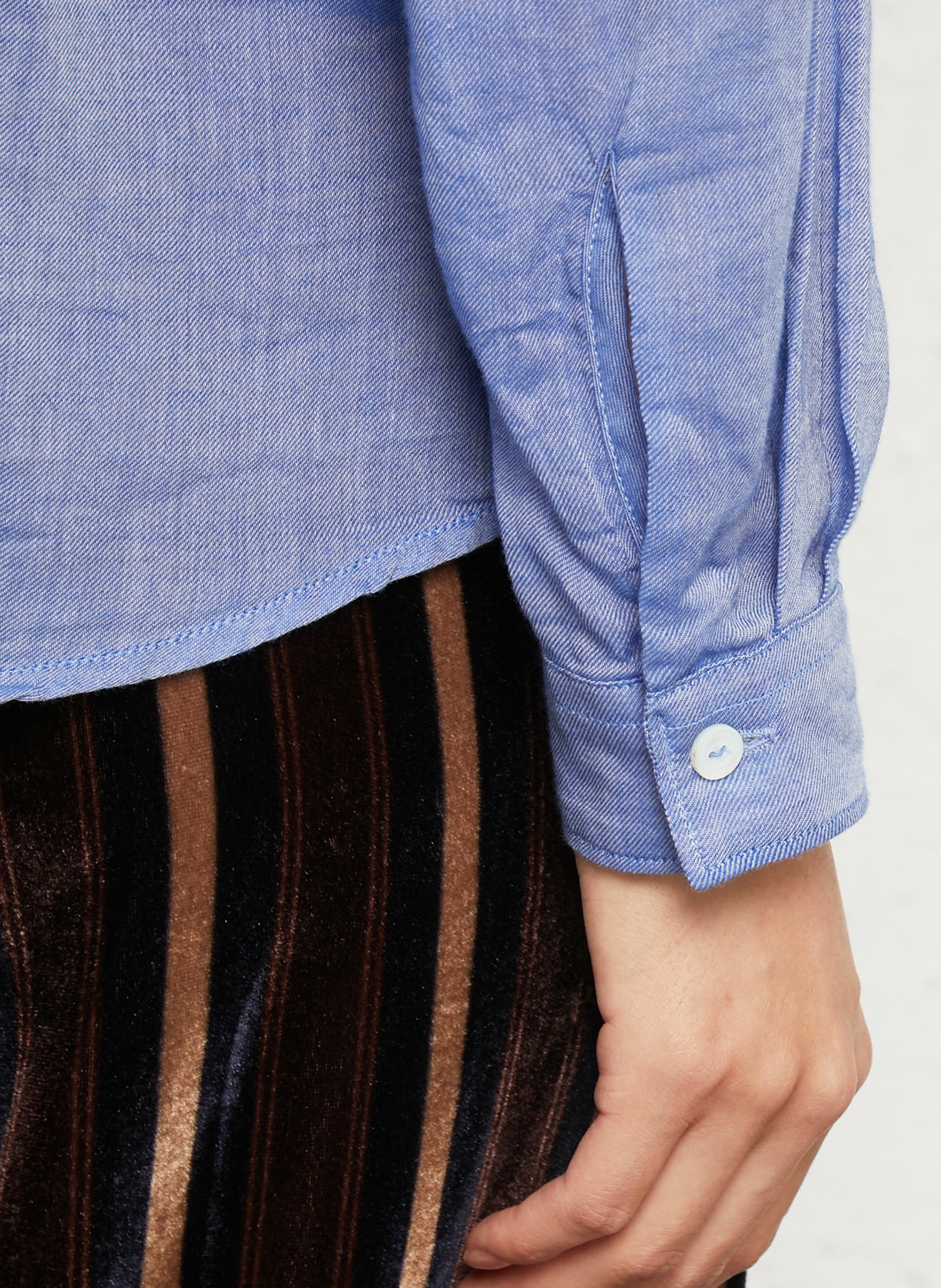 Ruffled cotton blouse DIEGA Blue