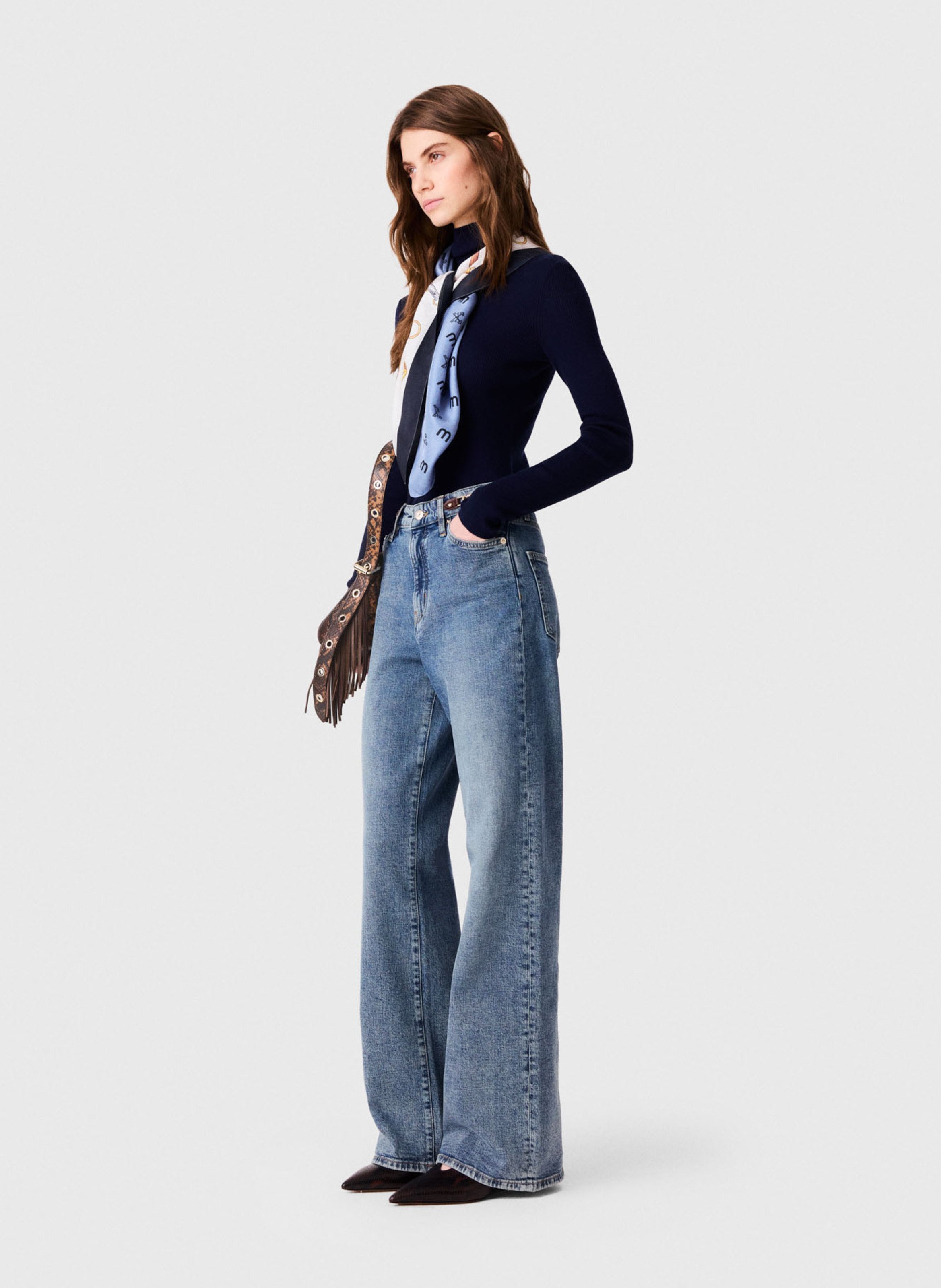 Jean droit en coton MAJE Bleu
