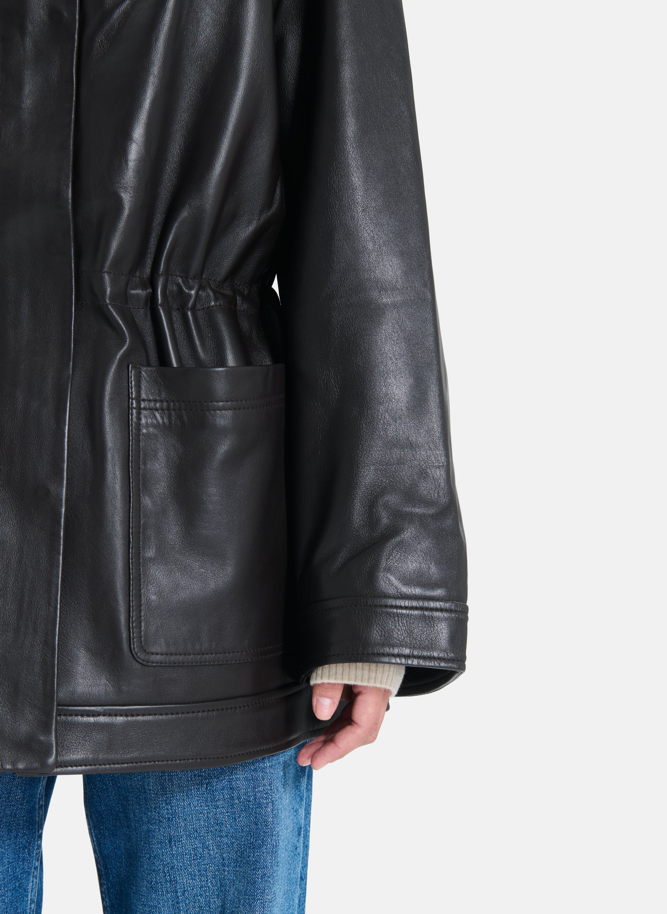 Mid-length leather jacket ZAPA Brown