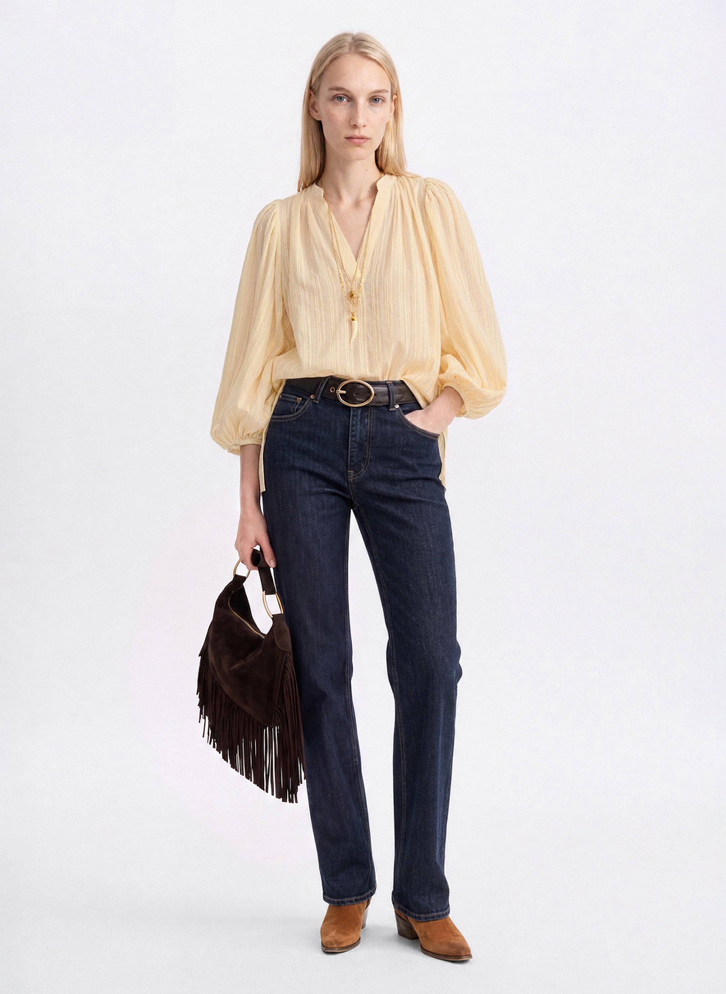 V-neck cotton blouse VANESSA BRUNO Brown